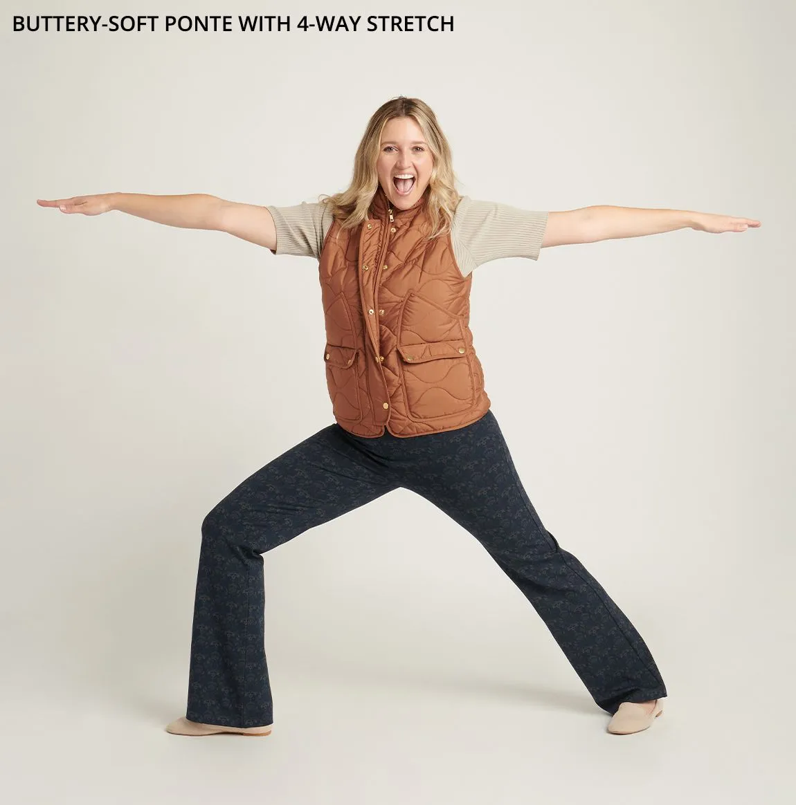 Boot-Cut | Two-Pocket Dress Pant Yoga Pants (Damask)