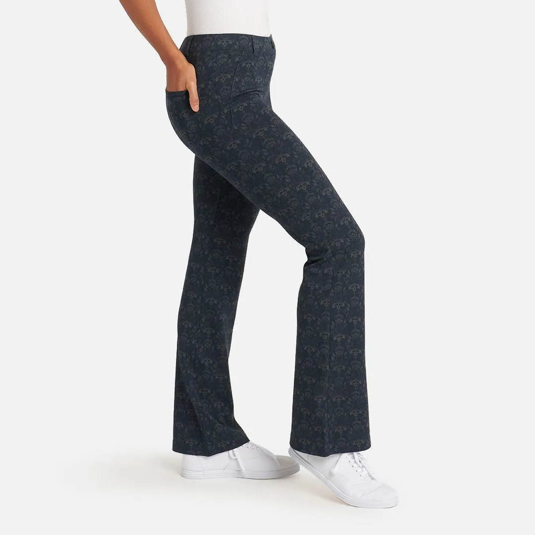 Boot-Cut | Two-Pocket Dress Pant Yoga Pants (Damask)