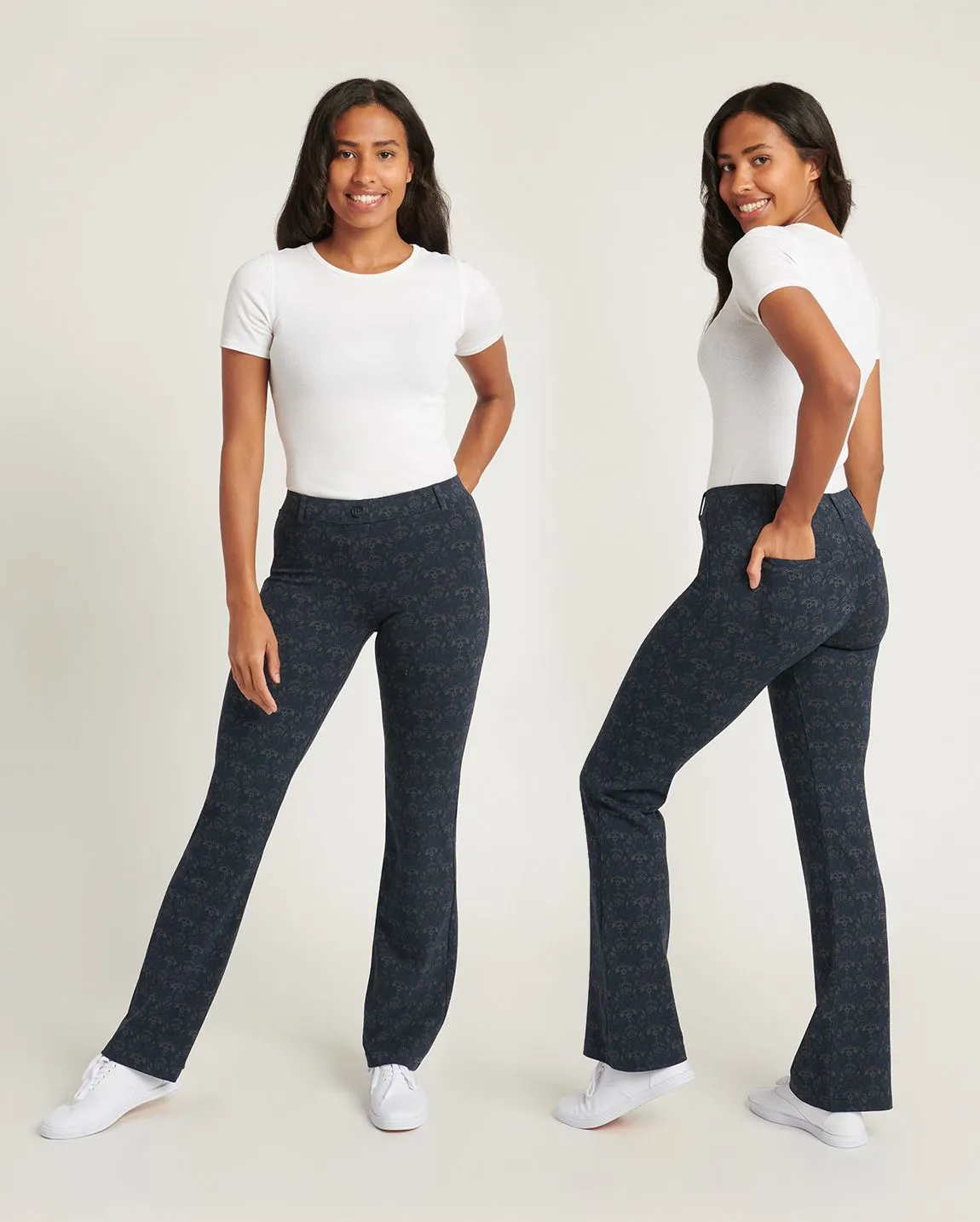 Boot-Cut | Two-Pocket Dress Pant Yoga Pants (Damask)