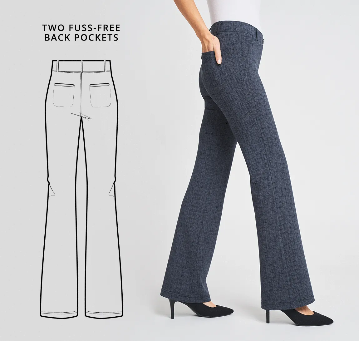 Boot Cut |Two-Pocket Dress Pant Yoga Pants (Marine Lynen)