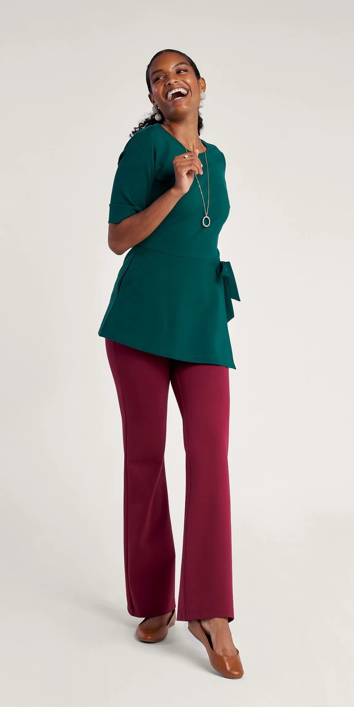 Boot-Cut | Two-Pocket Dress Pant Yoga Pants (Rooibos)