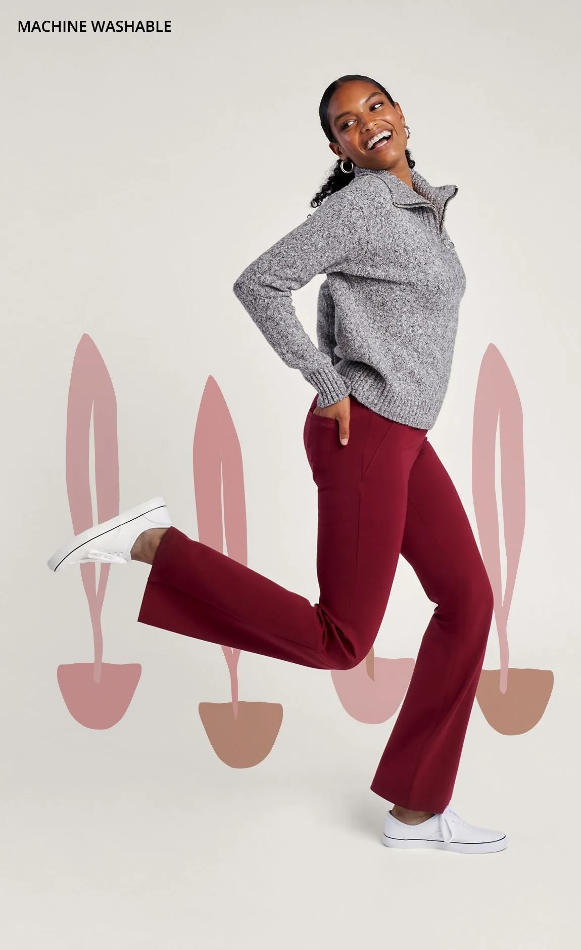 Boot-Cut | Two-Pocket Dress Pant Yoga Pants (Rooibos)