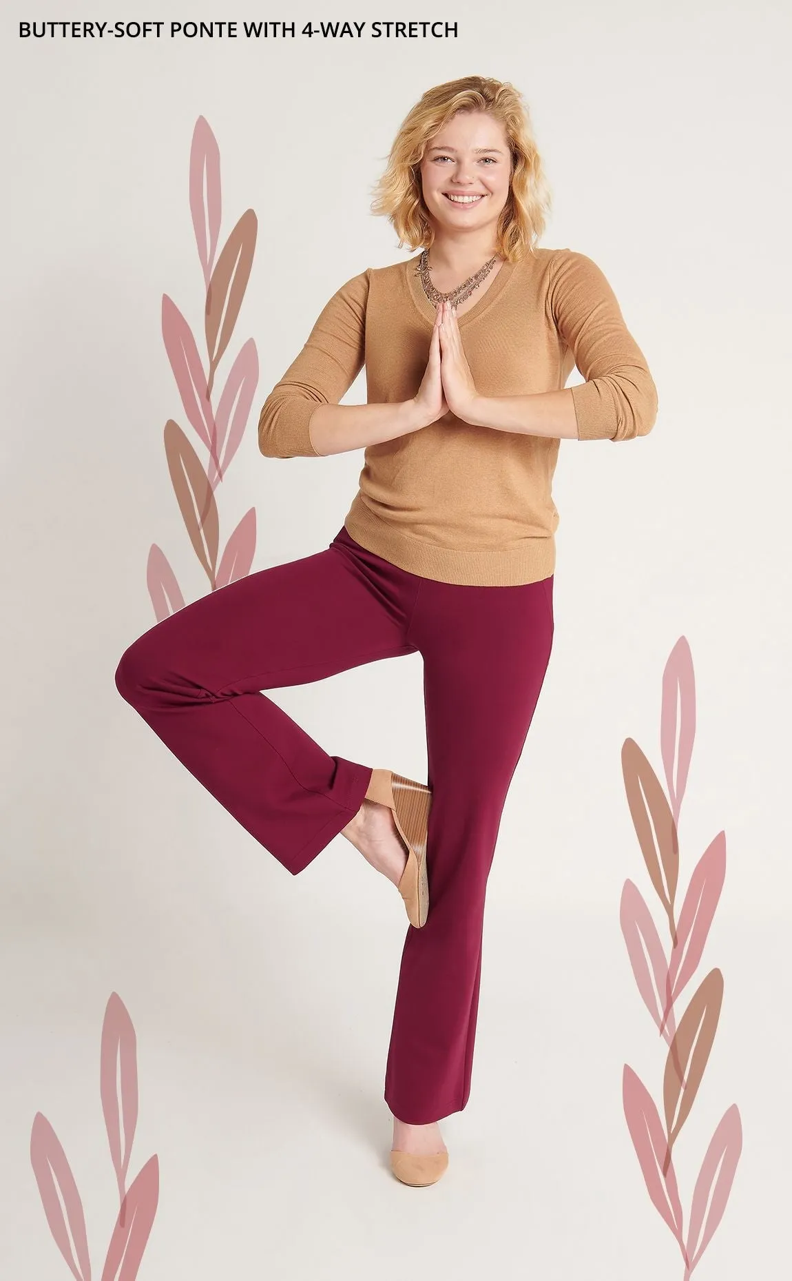 Boot-Cut | Two-Pocket Dress Pant Yoga Pants (Rooibos)