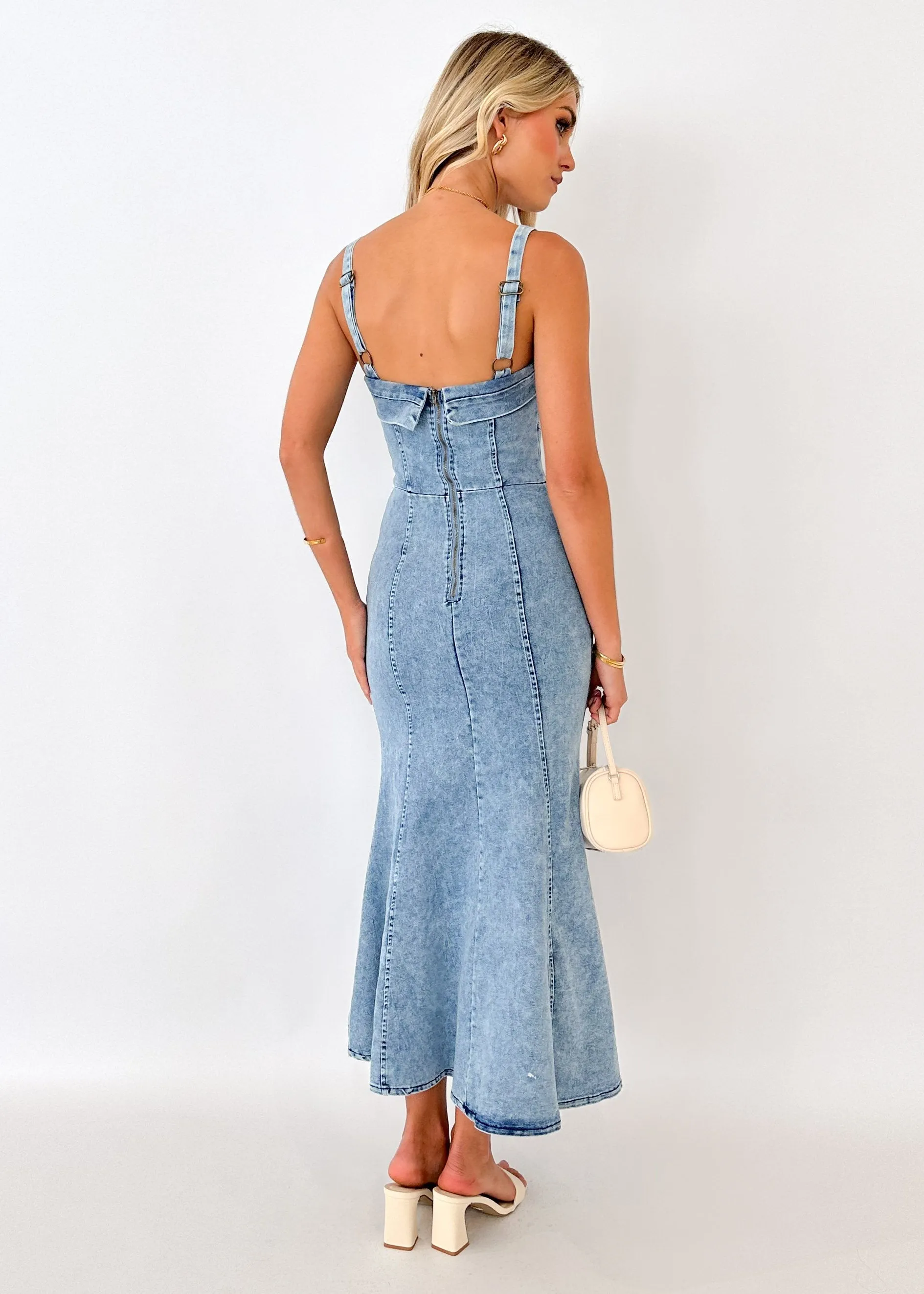 Bray Denim Midi Dress - Light Blue