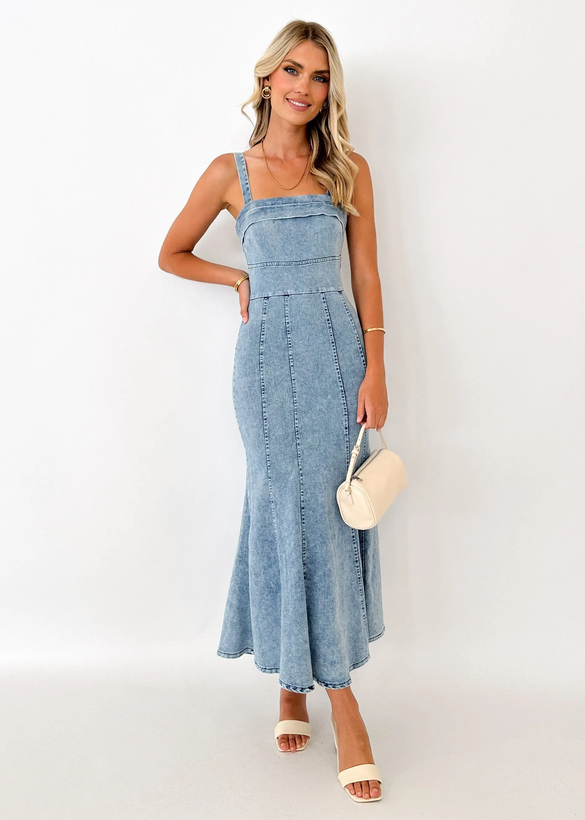 Bray Denim Midi Dress - Light Blue