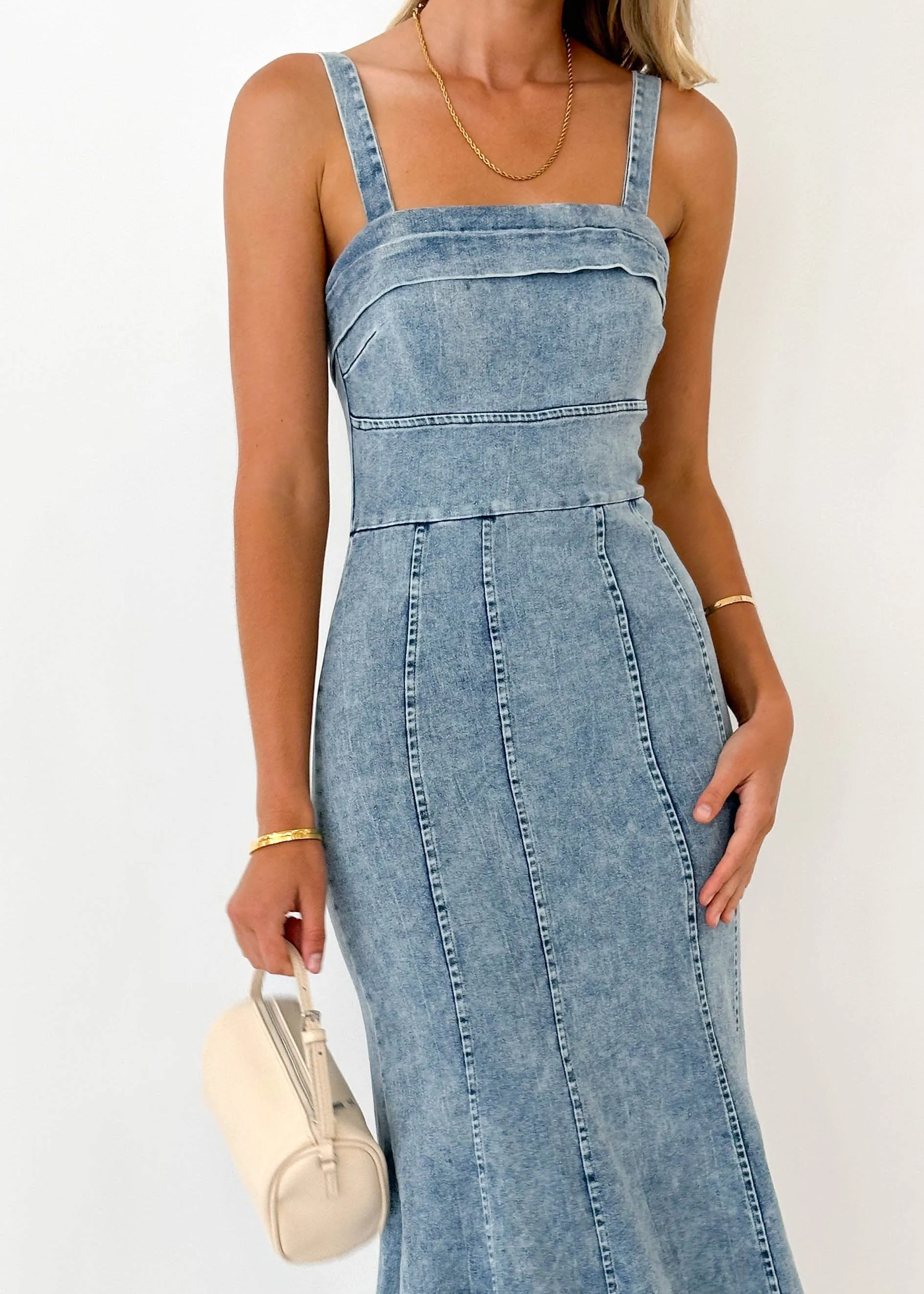 Bray Denim Midi Dress - Light Blue
