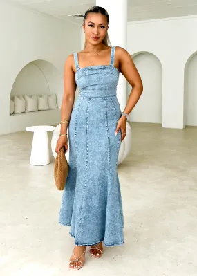 Bray Denim Midi Dress - Light Blue