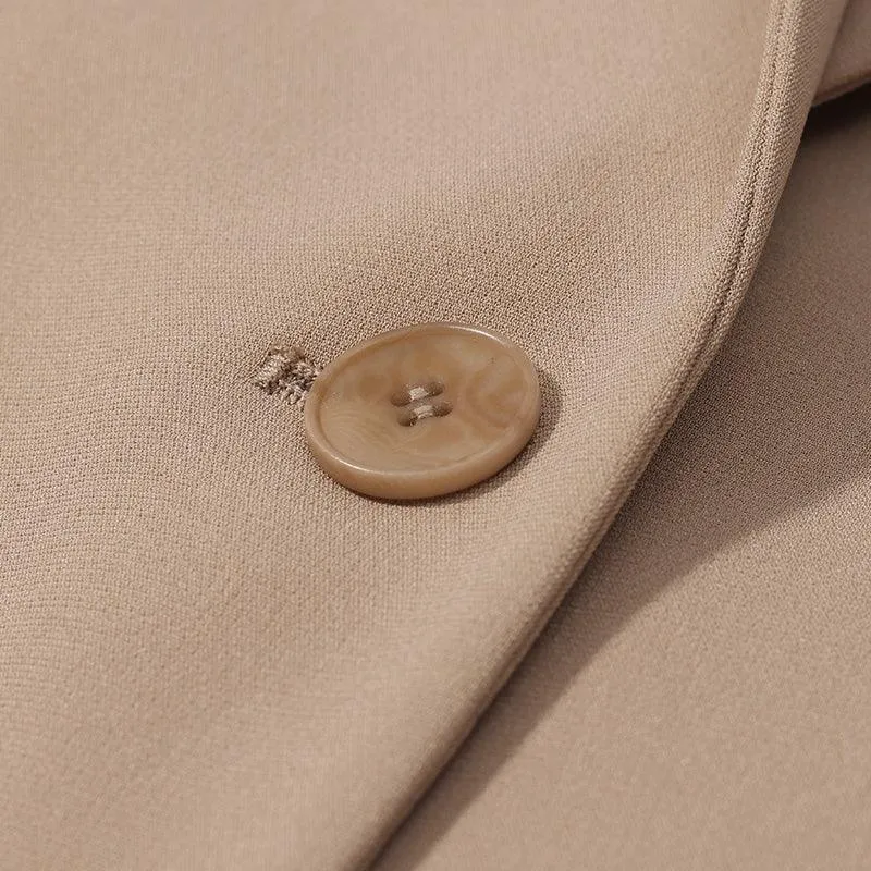 Camel One Button Acetate Fitted Blazer