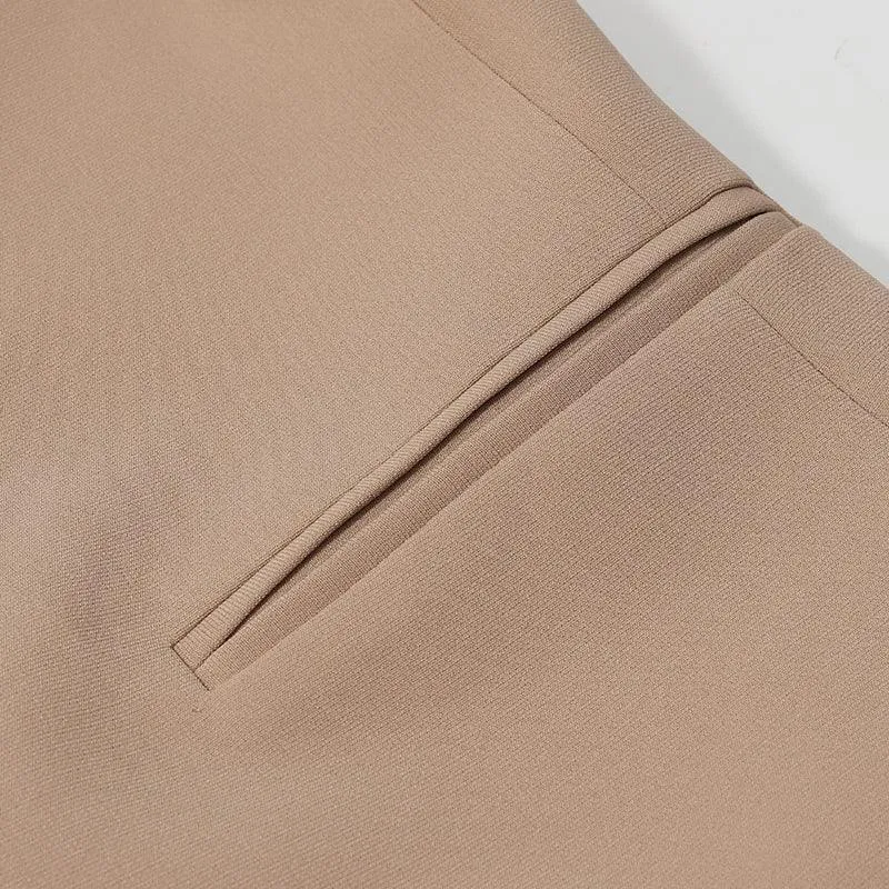 Camel One Button Acetate Fitted Blazer