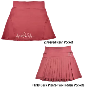 Coffee, Pickleball, Wine Heartbeat EGK | Women's Flirty Pickleball Skort