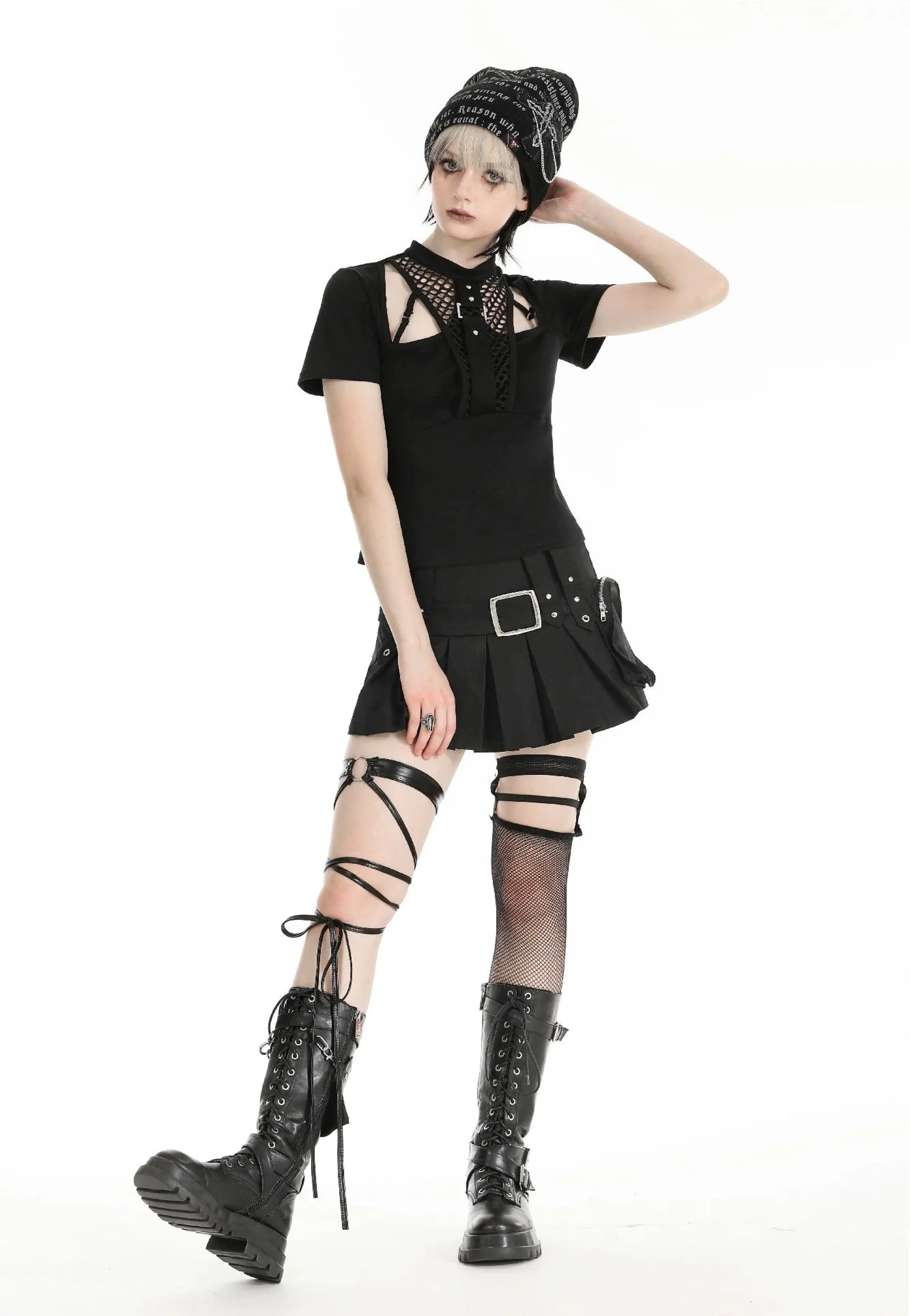 Dark In Love - Punk Hollow Sexy Mesh Black - Top