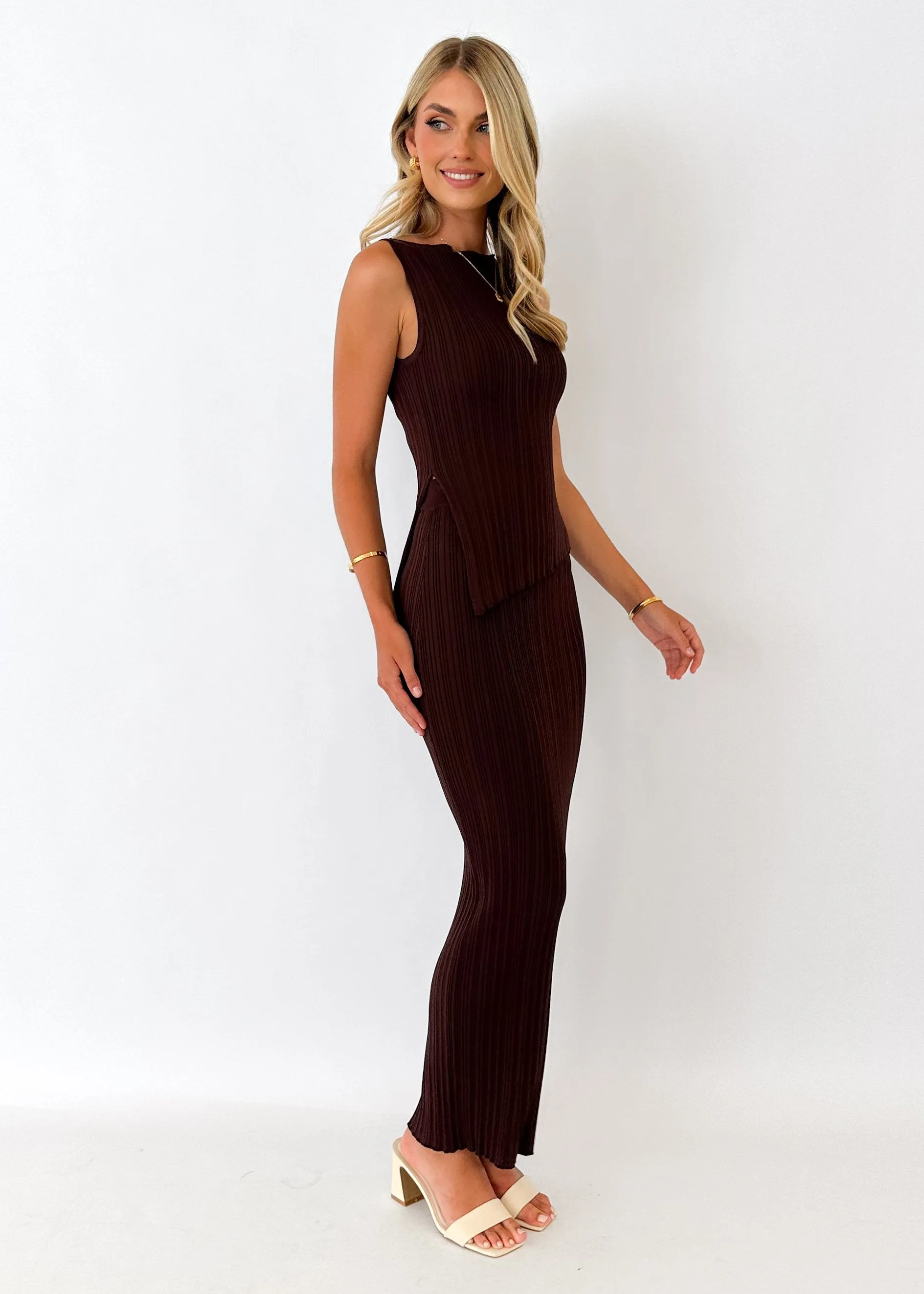 Dirae Knit Midi Skirt - Chocolate