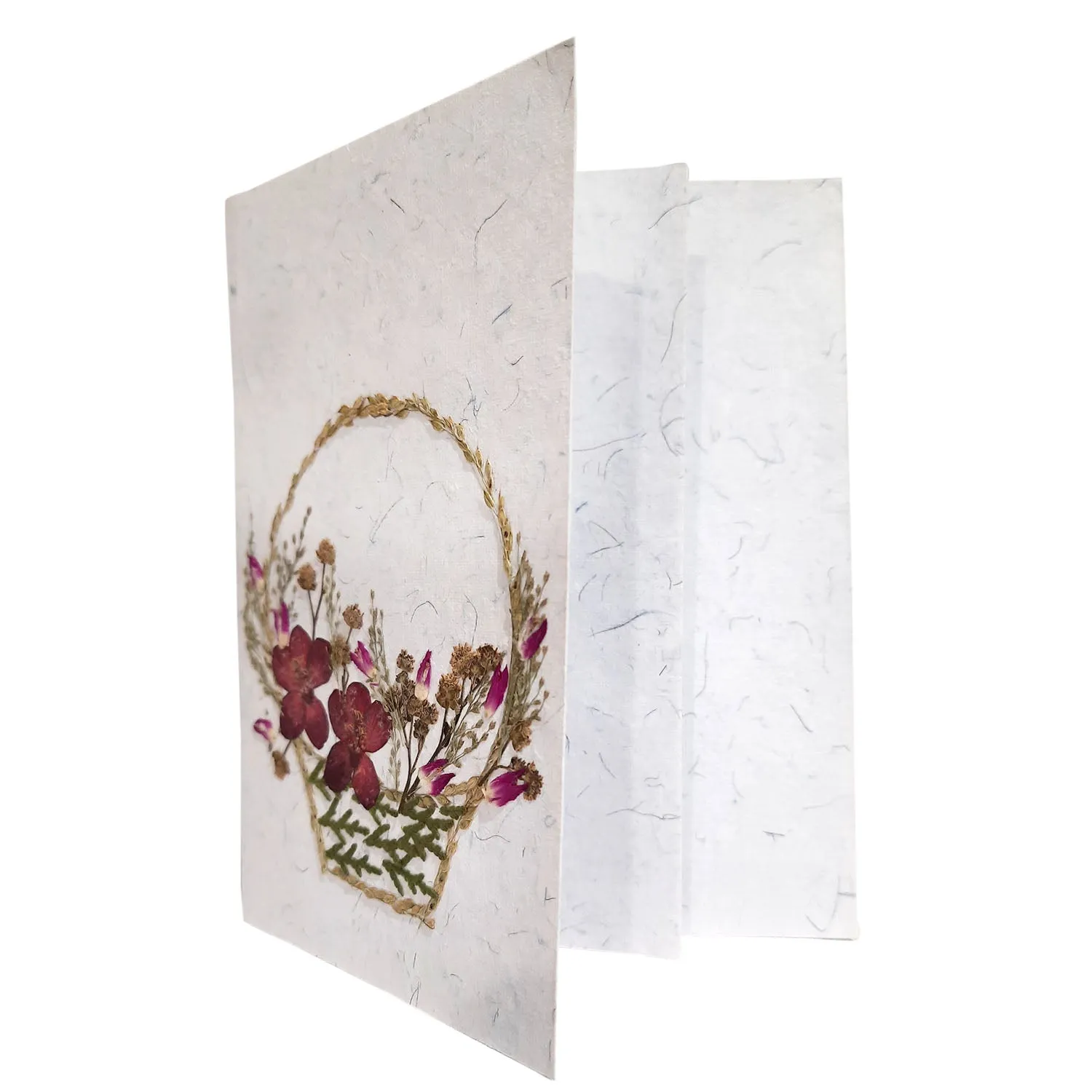 Flower Pressed Basket design Handmade Card