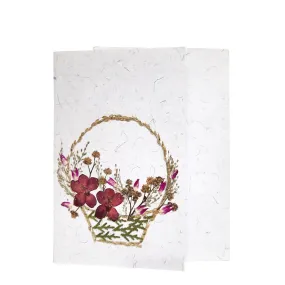 Flower Pressed Basket design Handmade Card