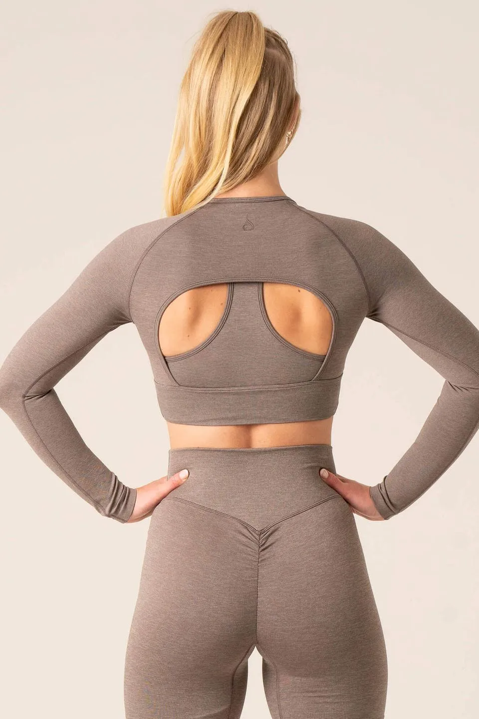 Focus Seamless Long Sleeve Top | Taupe Marl