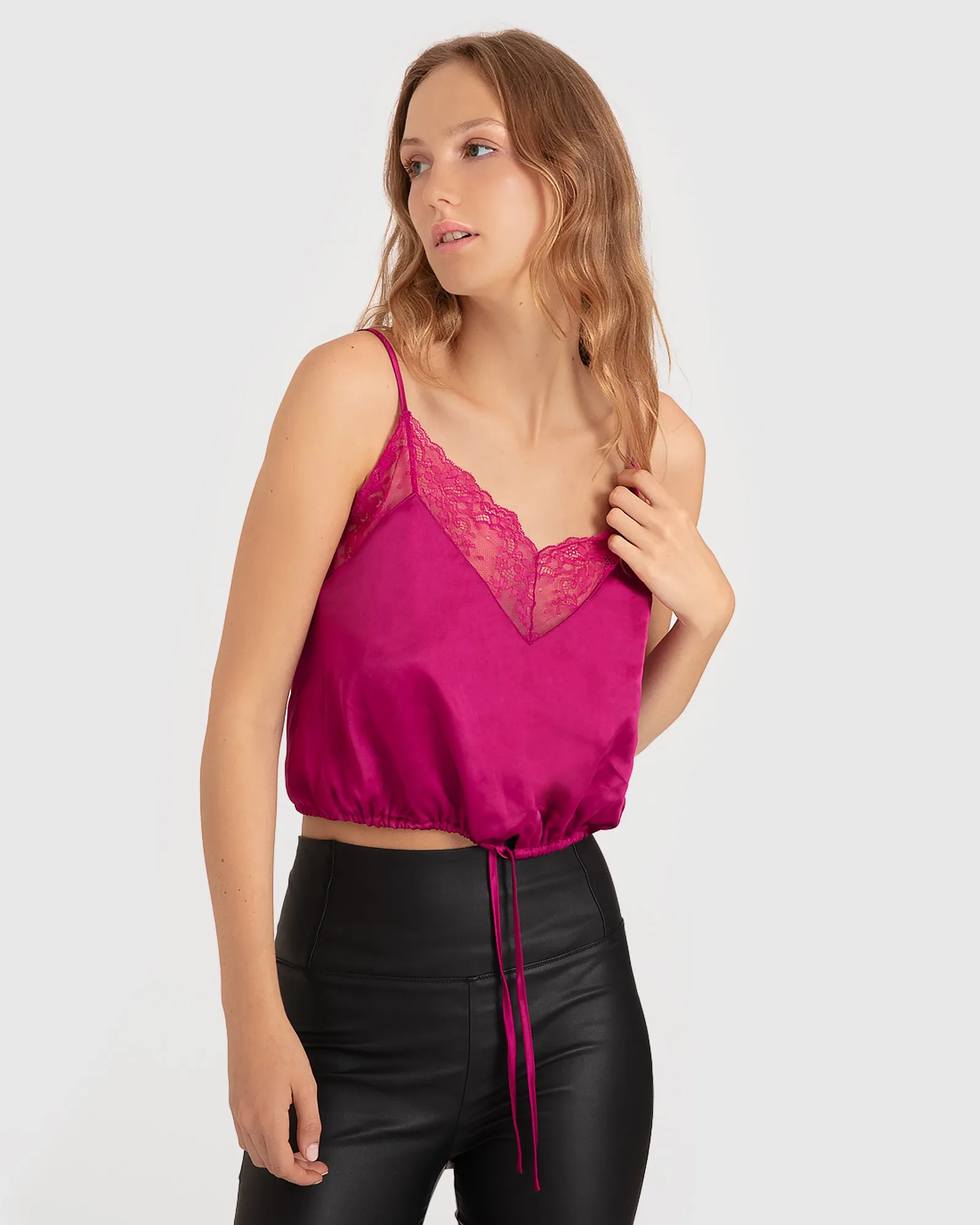 Friday Nights Lace Cami - Fuchsia