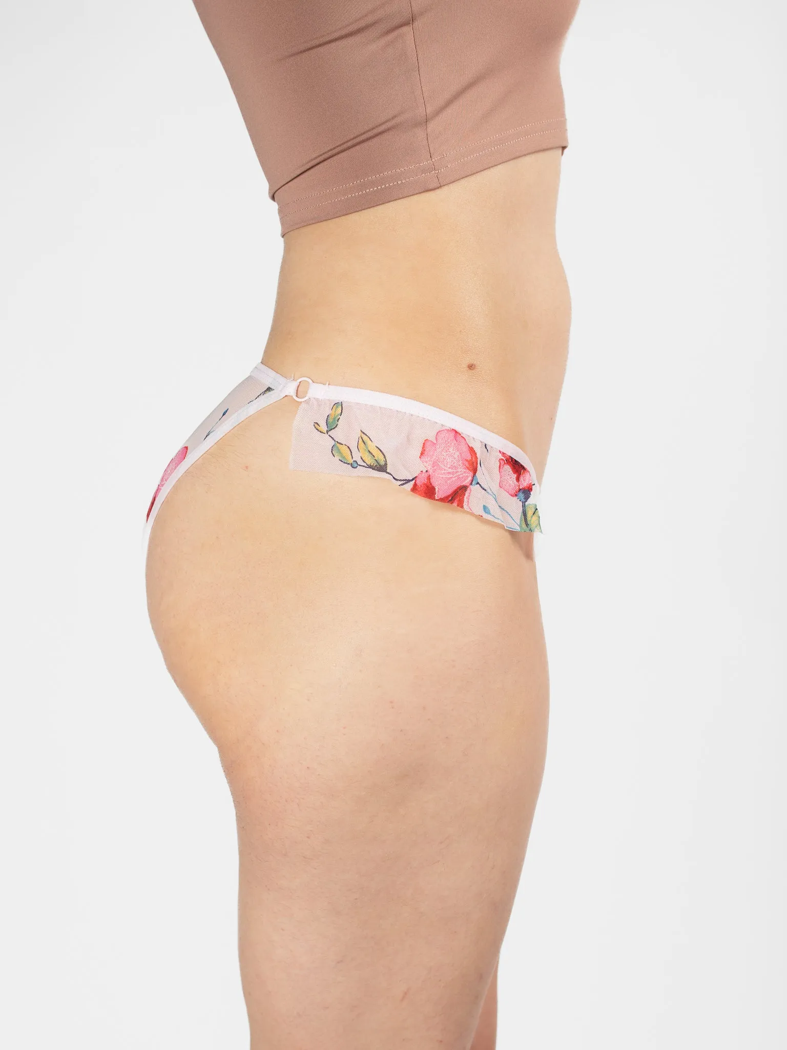 Frilled Floral Mesh Cheeky