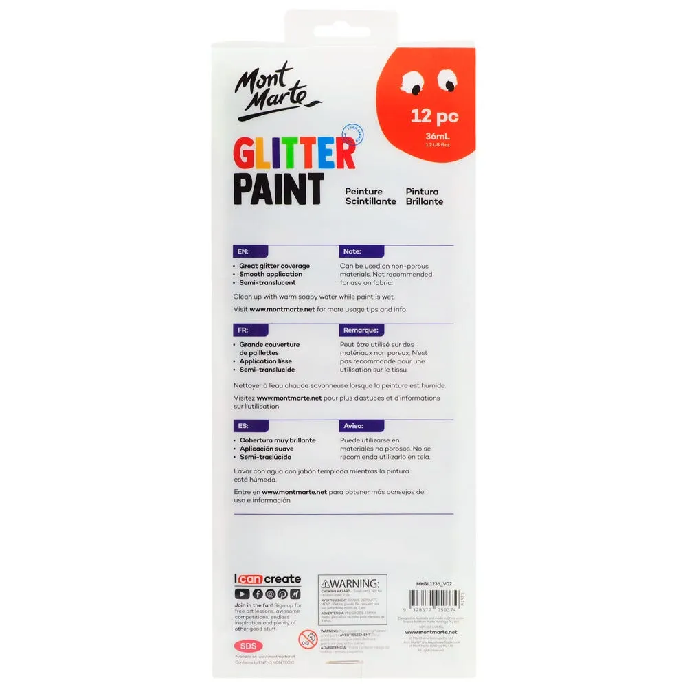 Glitter Paint 12pc x 36ml (1.2 US fl.oz)