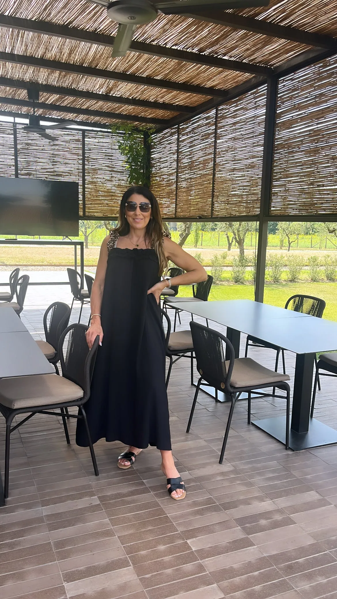 Gwyneth Black Leopard Strap Dress