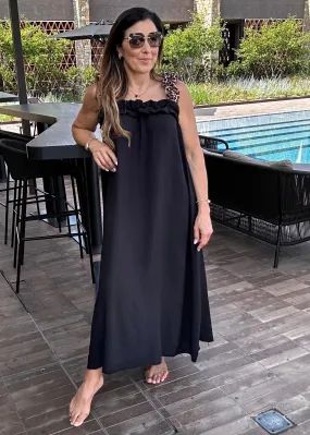 Gwyneth Black Leopard Strap Dress