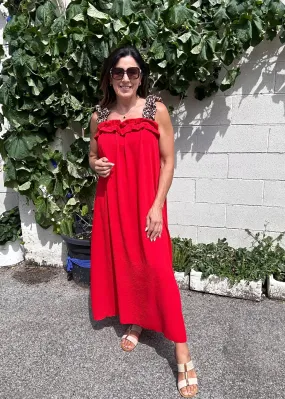 Gwyneth Red Leopard Strap Dress