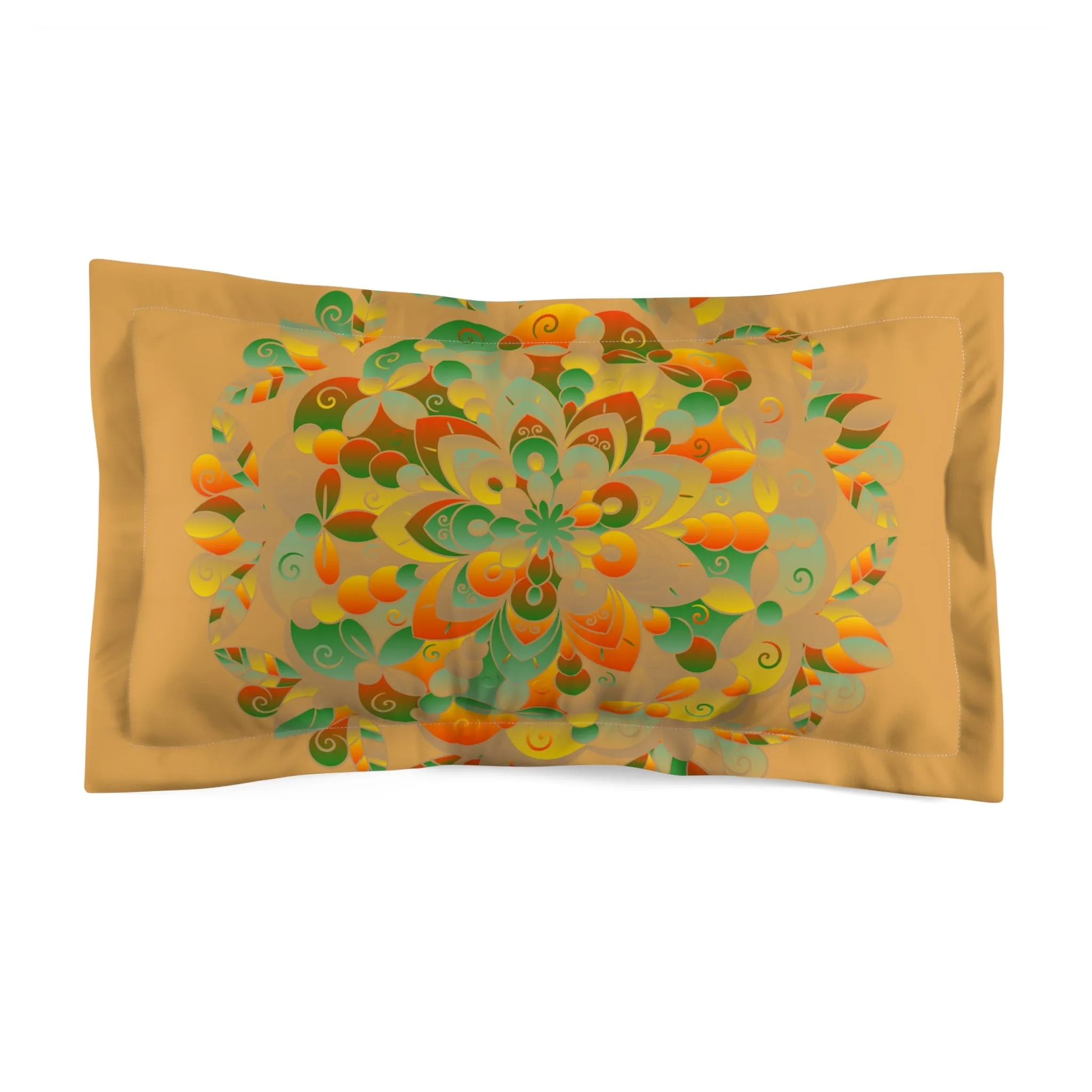 Handmade Mandala Art Microfiber Pillow Sham - Dune Background