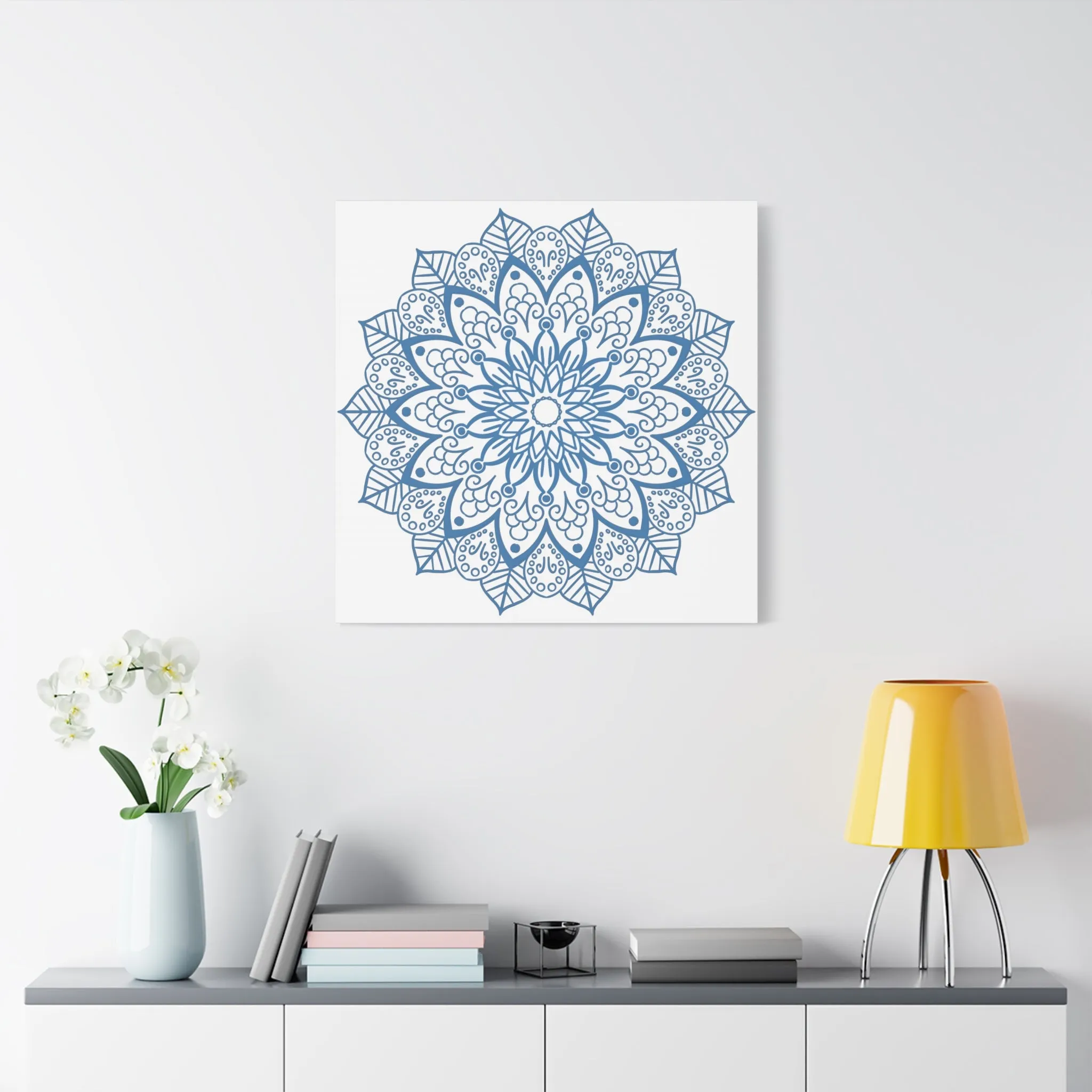 Handmade Mandala Art Steel Blue Canvas 1.25