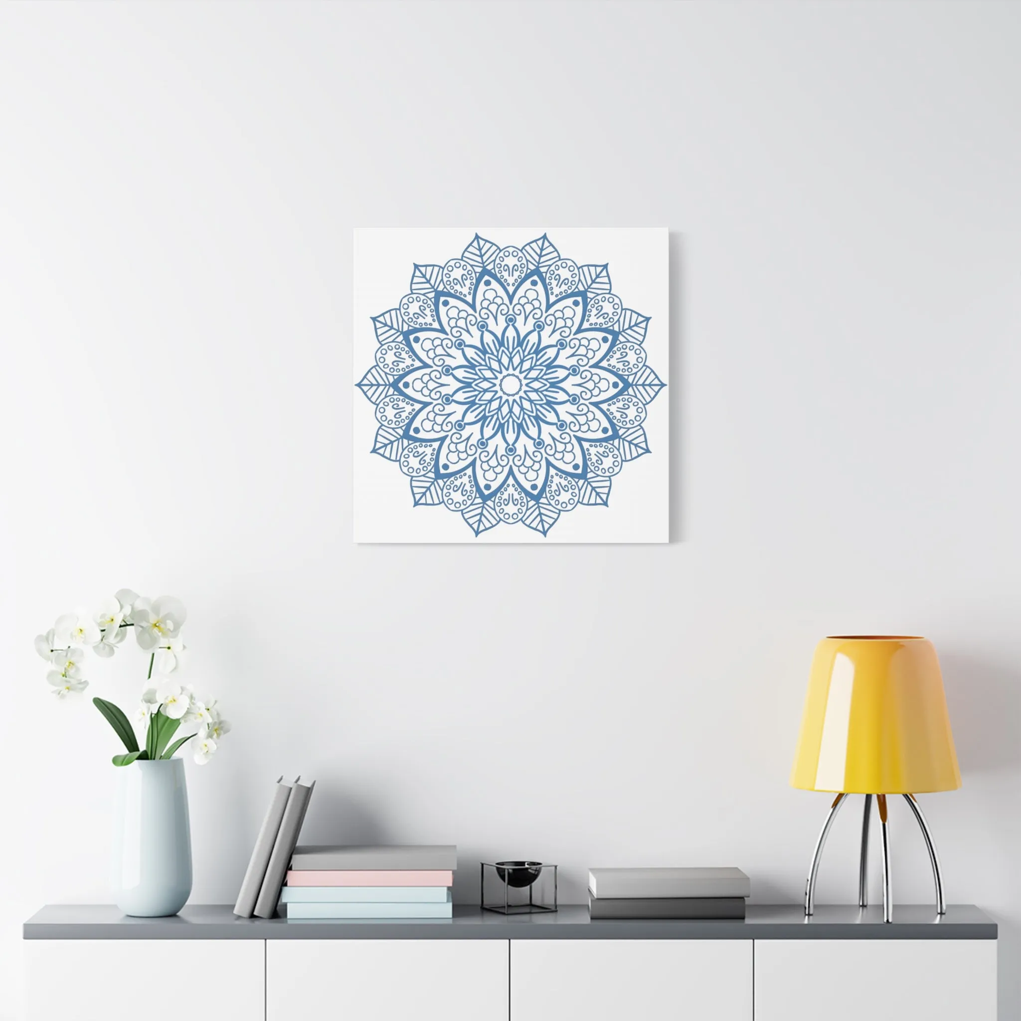 Handmade Mandala Art Steel Blue Canvas 1.25