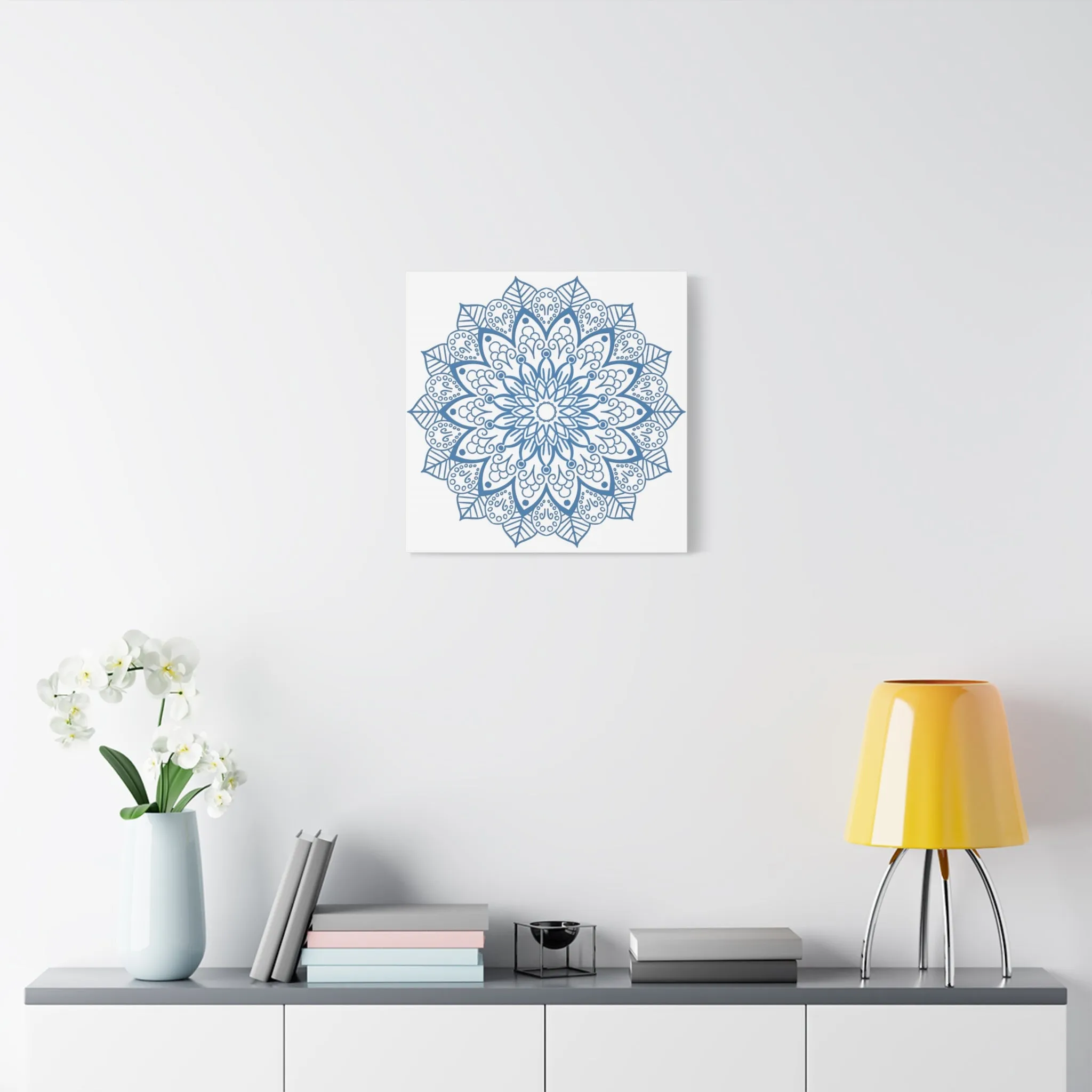 Handmade Mandala Art Steel Blue Canvas 1.25