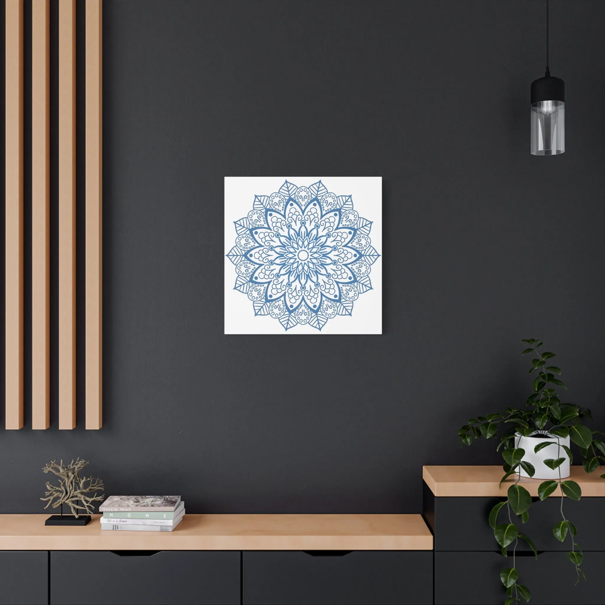 Handmade Mandala Art Steel Blue Canvas 1.25