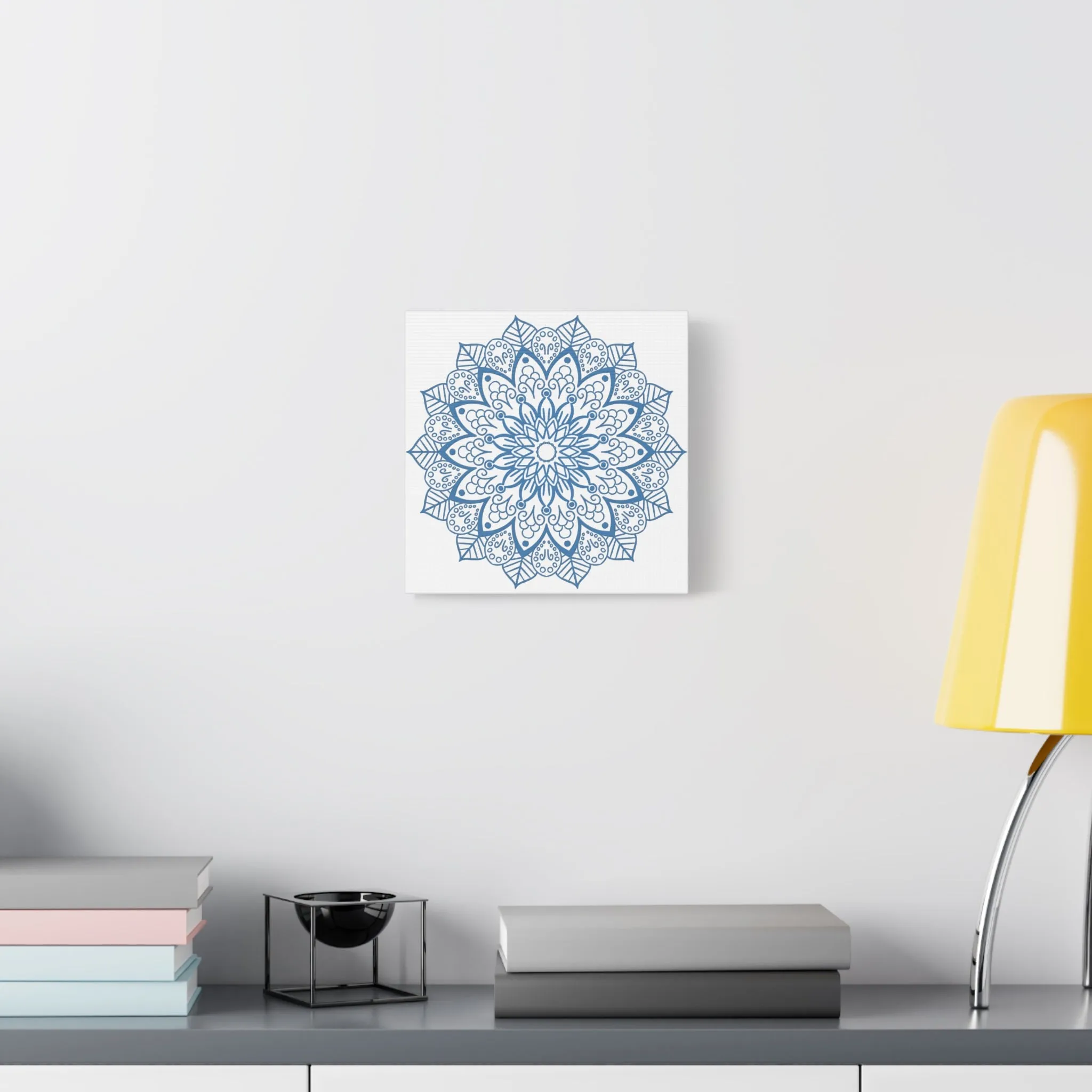 Handmade Mandala Art Steel Blue Canvas 1.25