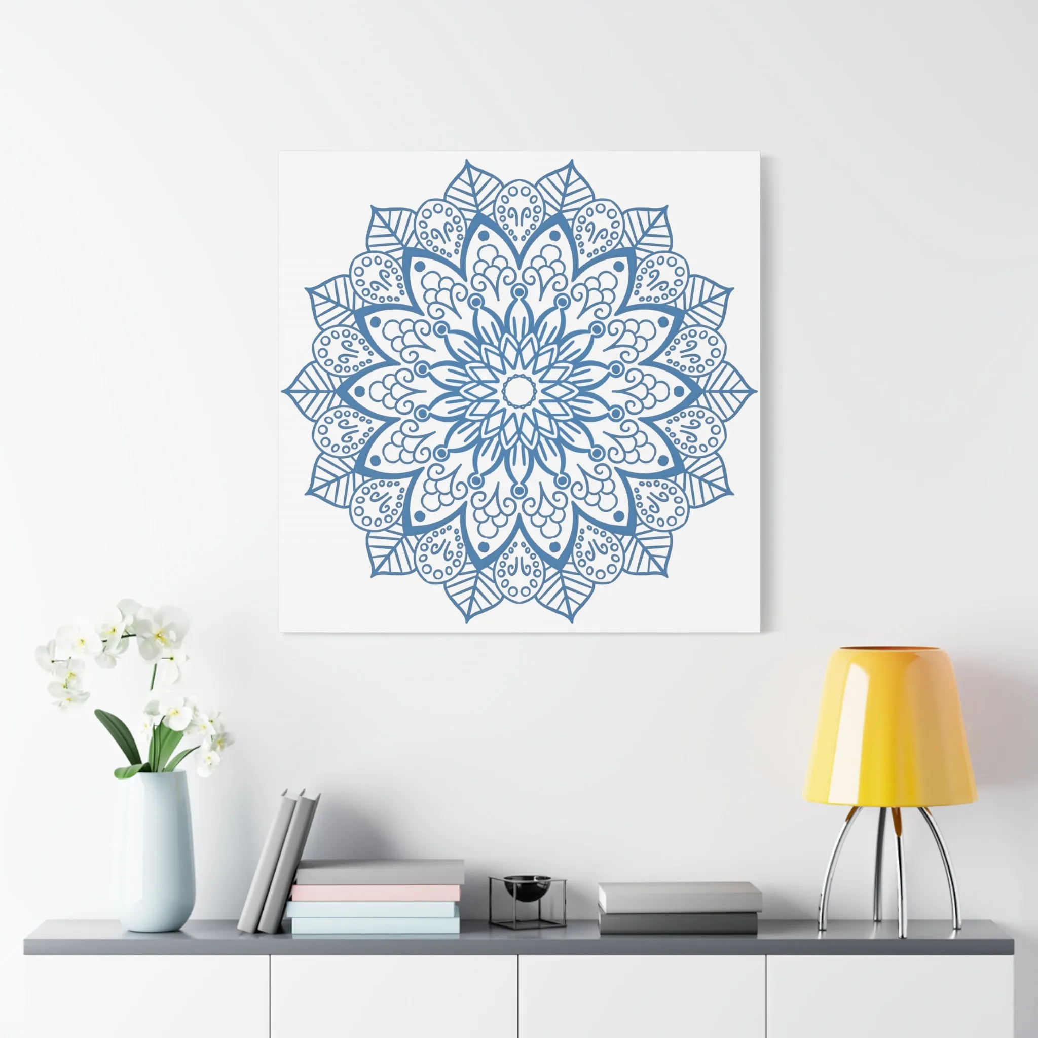 Handmade Mandala Art Steel Blue Canvas 1.25