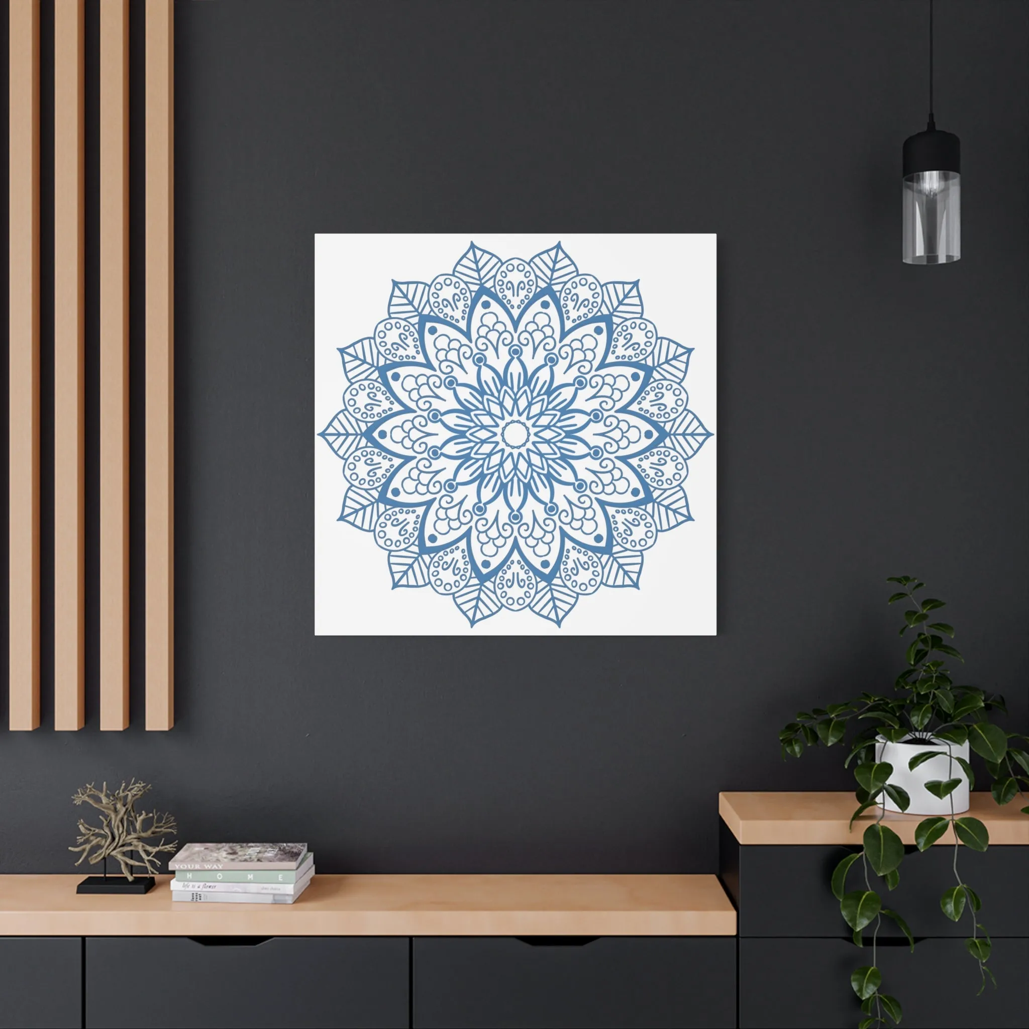 Handmade Mandala Art Steel Blue Canvas 1.25