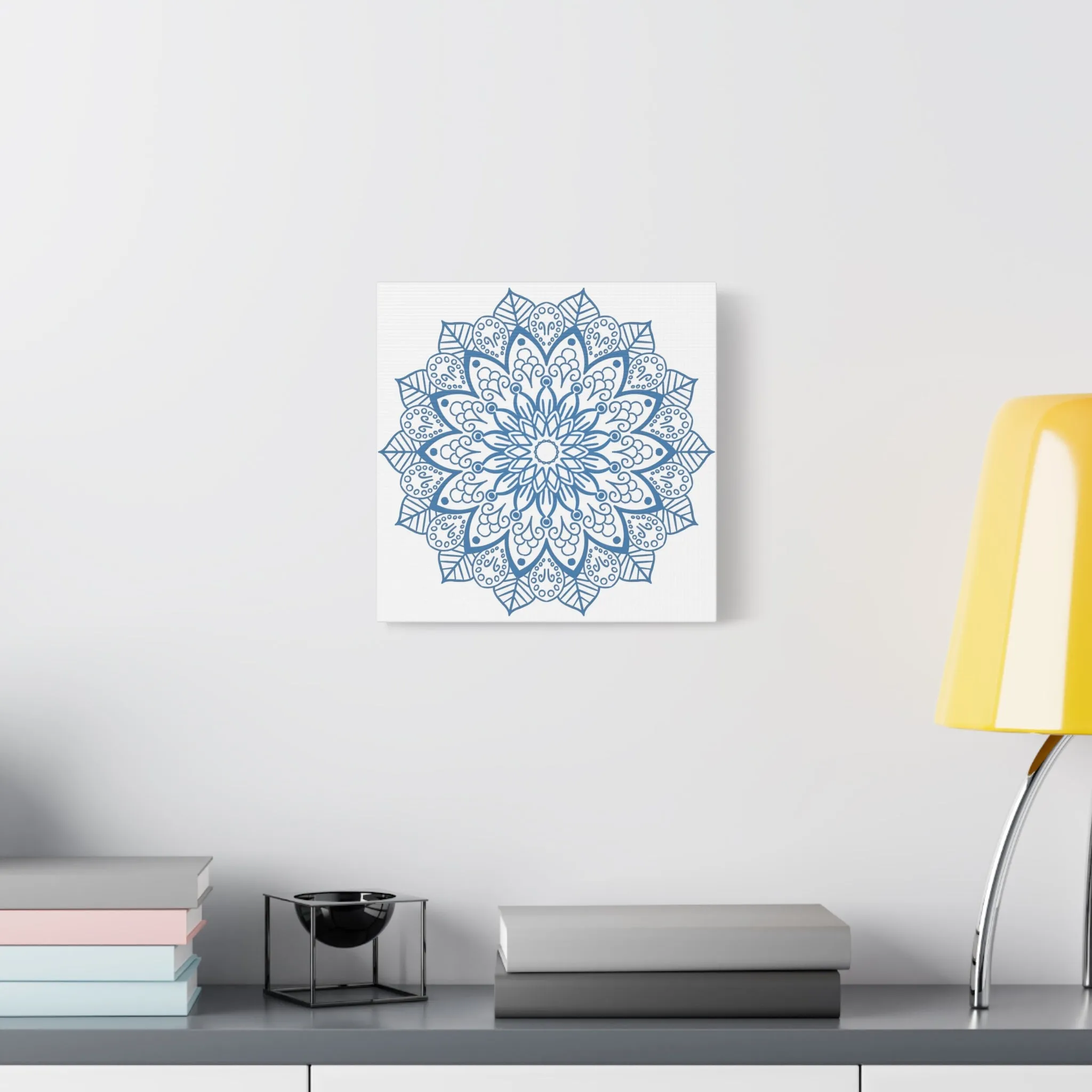Handmade Mandala Art Steel Blue Canvas 1.25