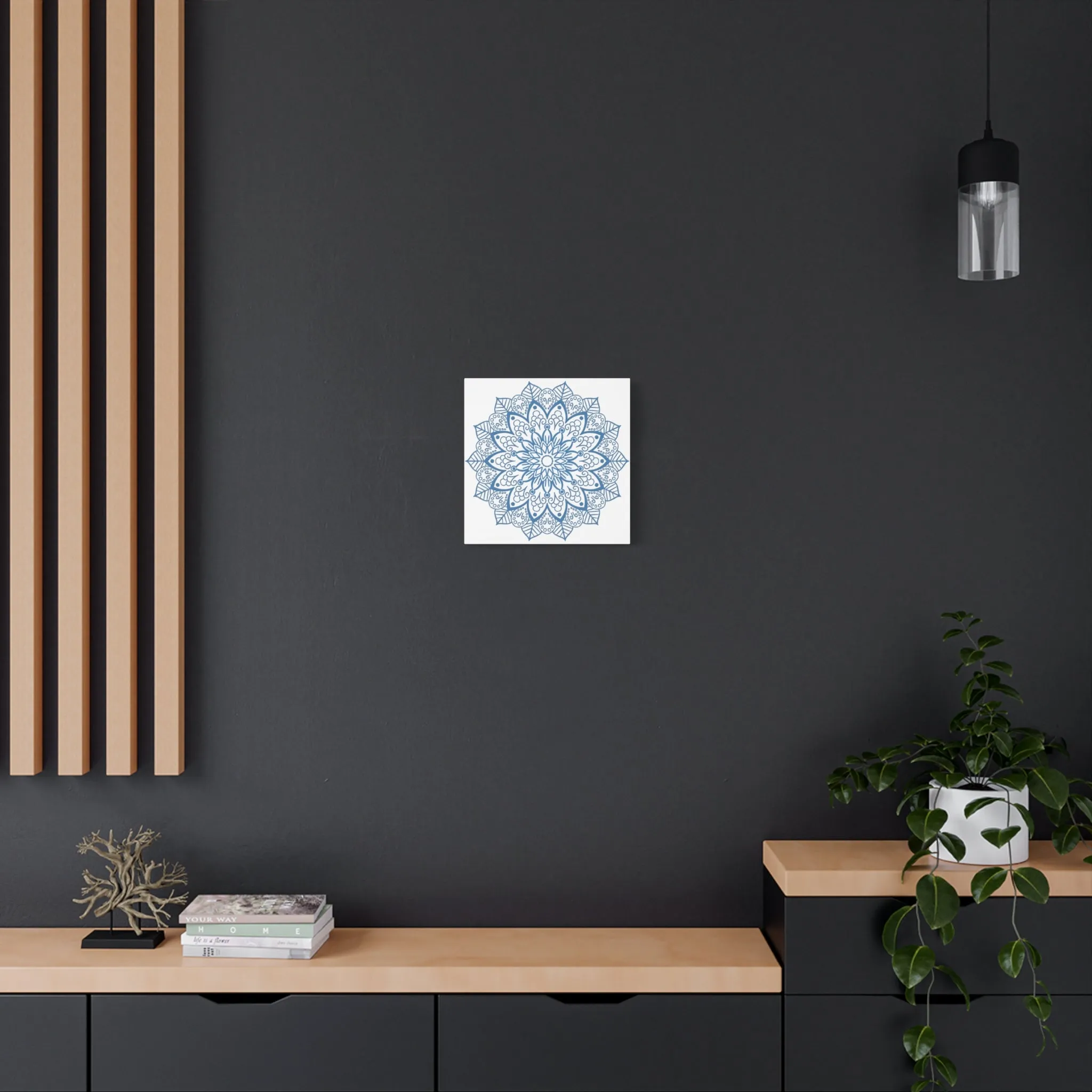 Handmade Mandala Art Steel Blue Canvas 1.25