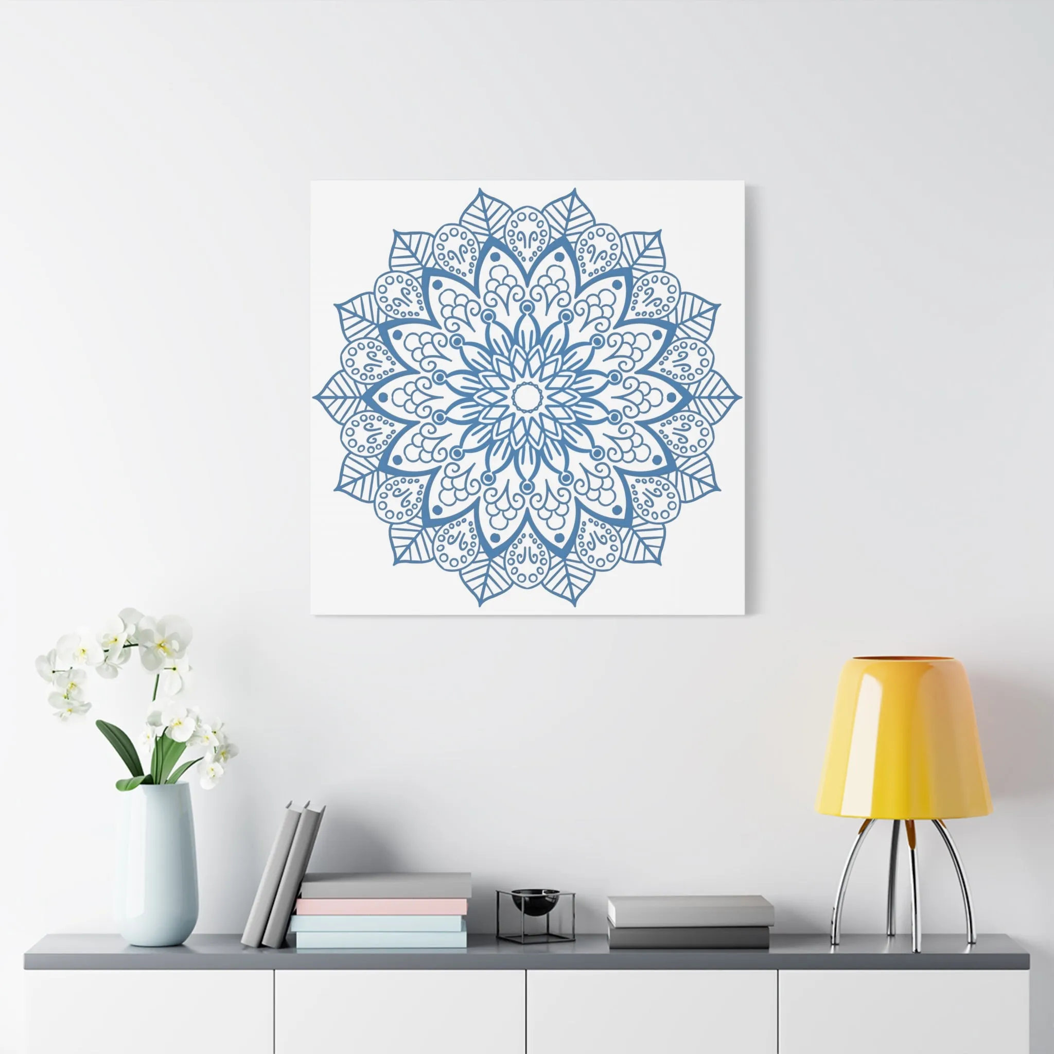Handmade Mandala Art Steel Blue Canvas 1.25
