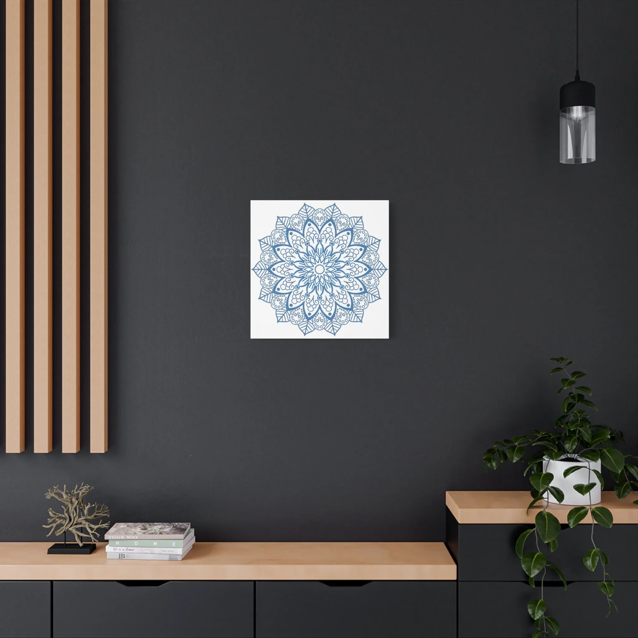 Handmade Mandala Art Steel Blue Canvas 1.25