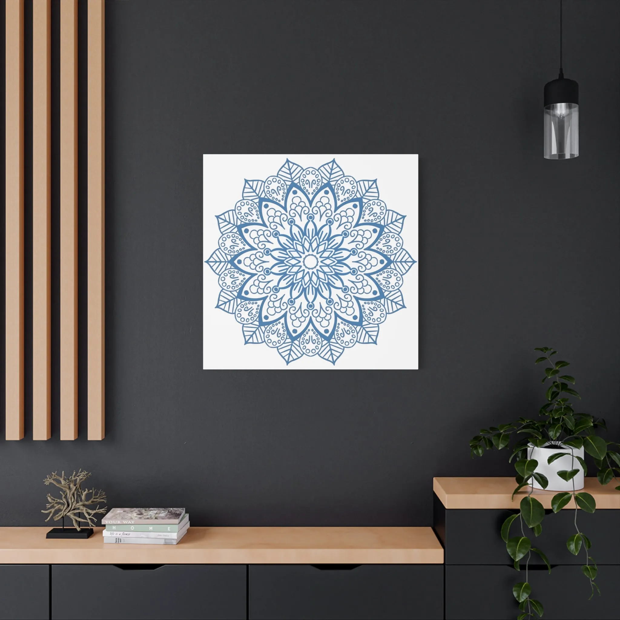 Handmade Mandala Art Steel Blue Canvas 1.25