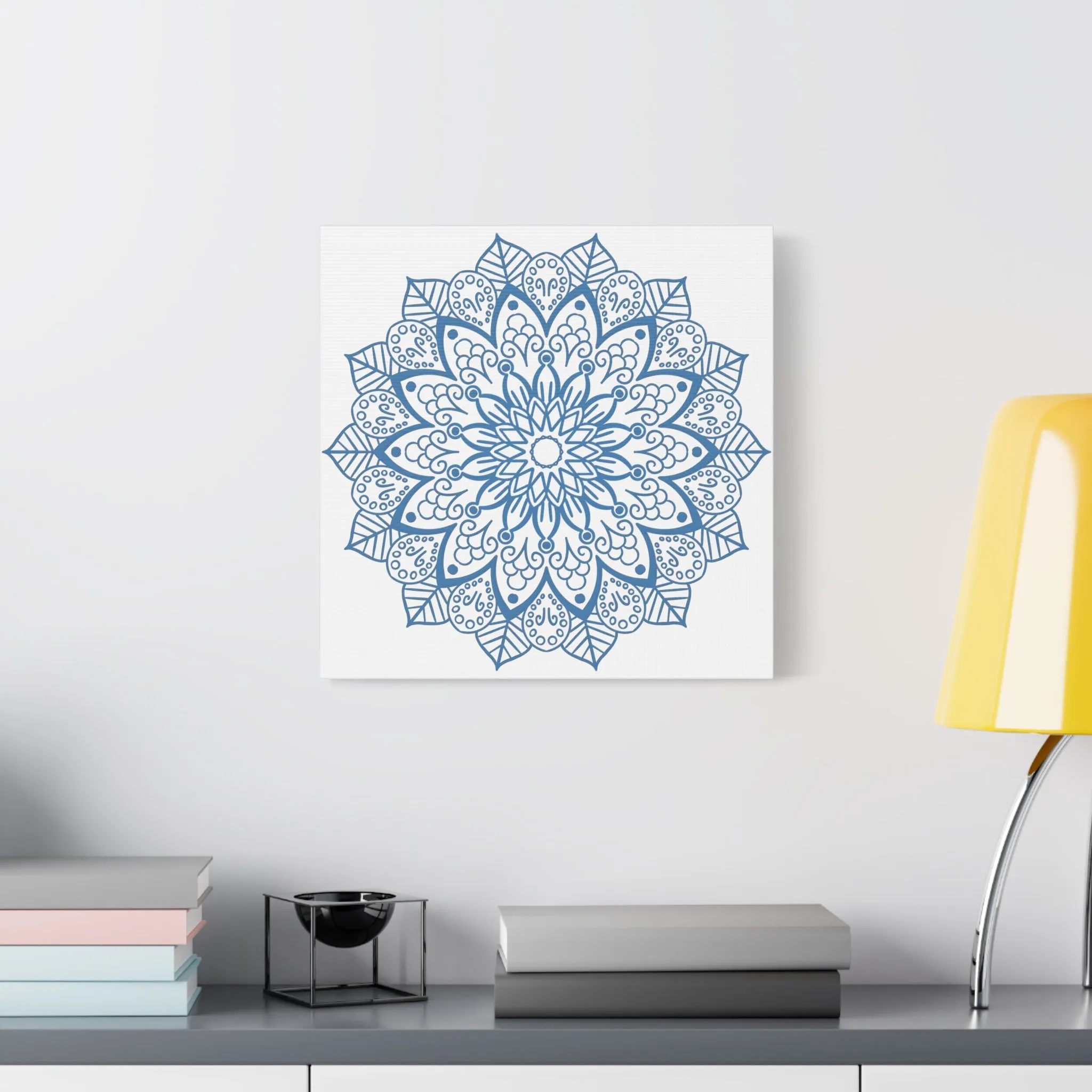 Handmade Mandala Art Steel Blue Canvas 1.25