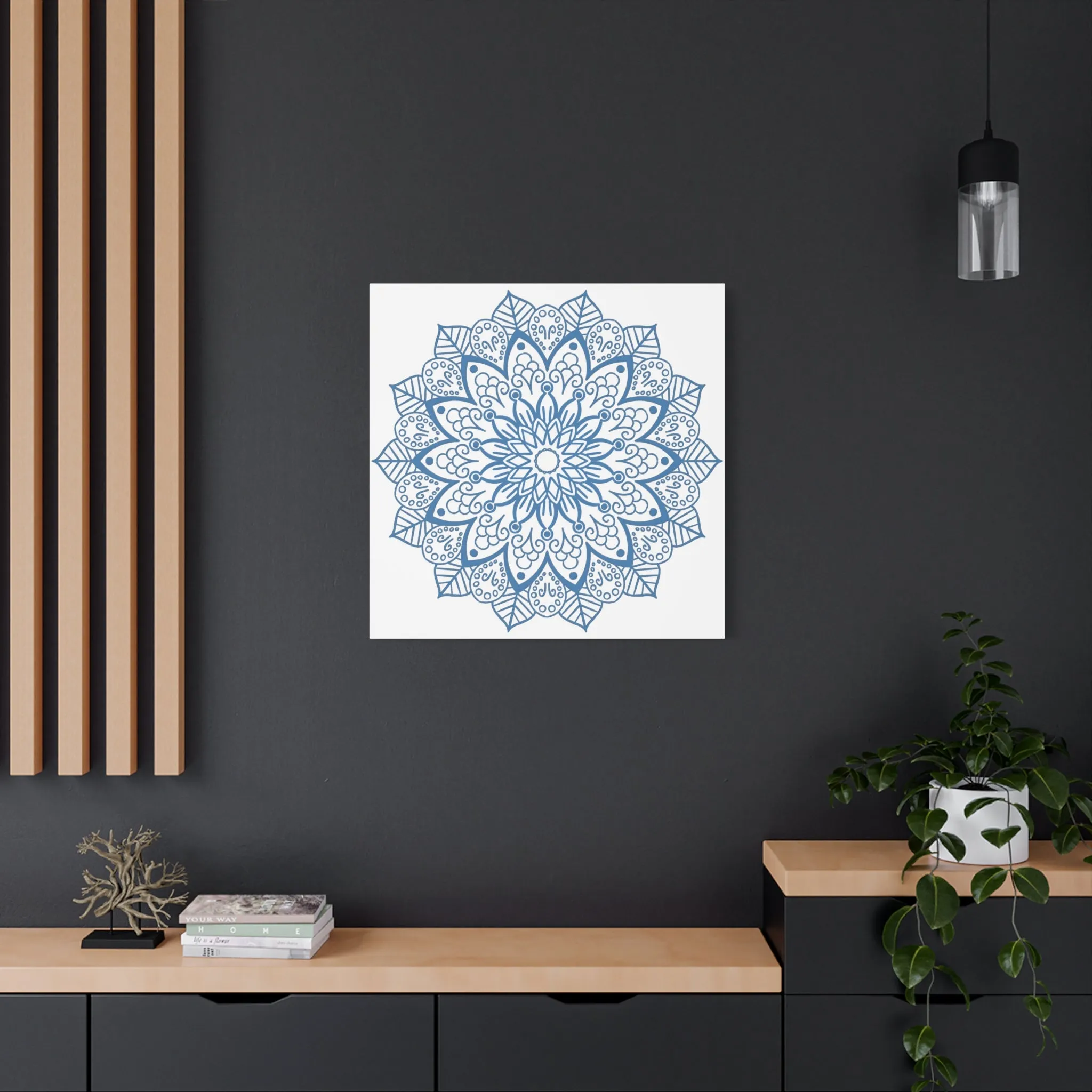 Handmade Mandala Art Steel Blue Canvas 1.25