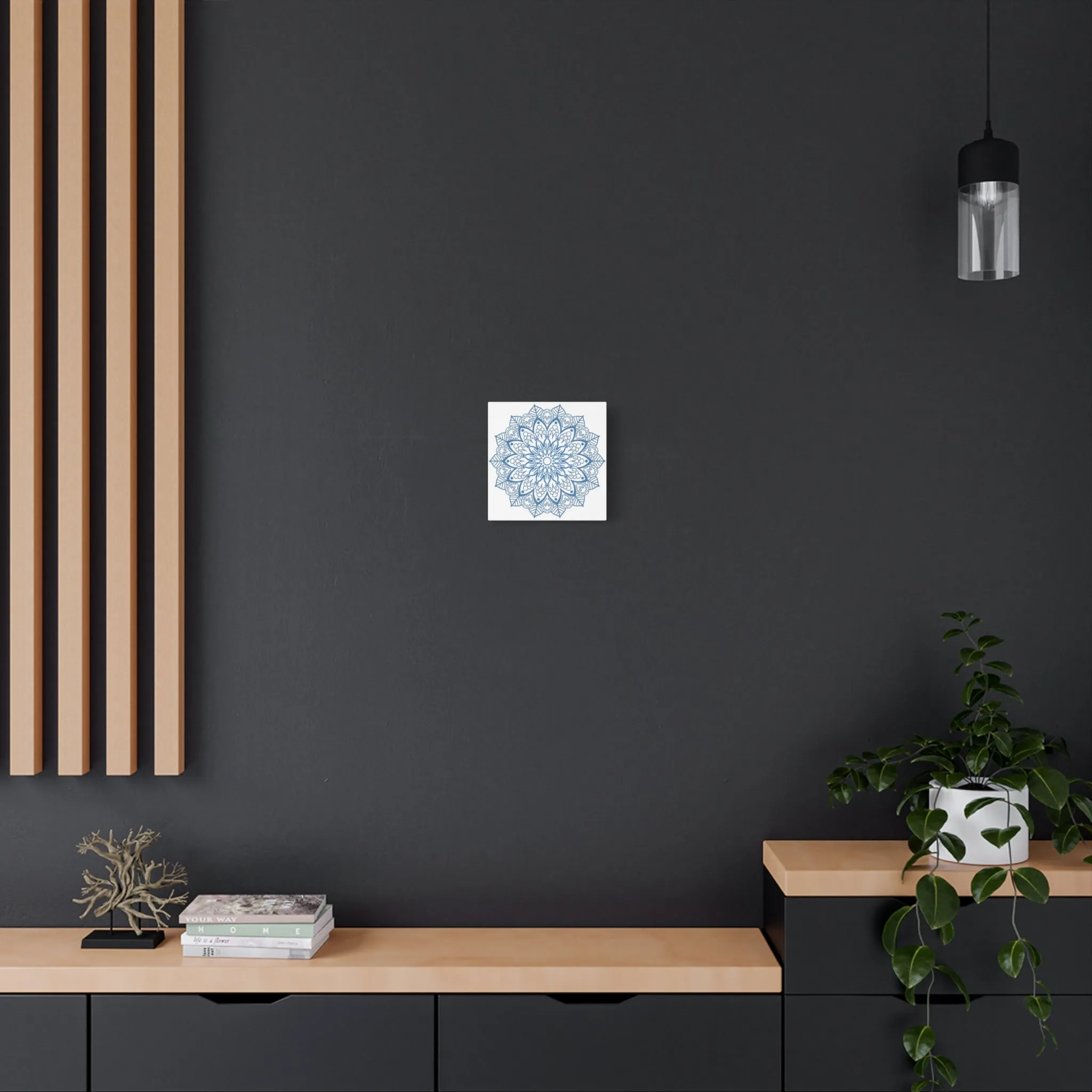 Handmade Mandala Art Steel Blue Canvas 1.25