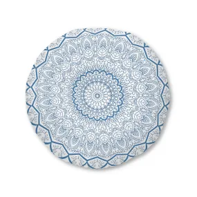 Handmade Mandala Art Steel Blue Tufted Floor Pillow
