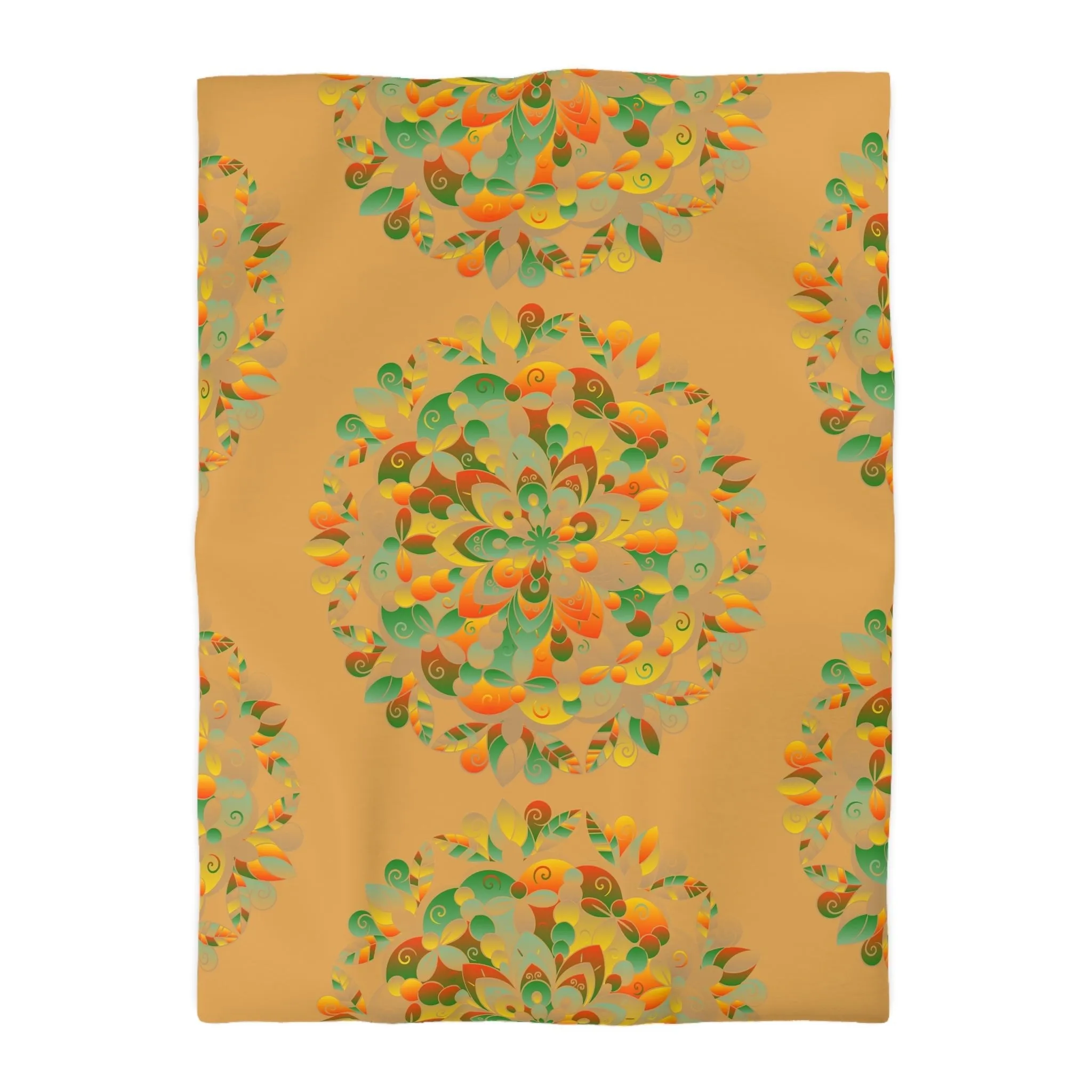 Handmade Mandala Design Microfiber Duvet Cover - Mandala Art on Dune