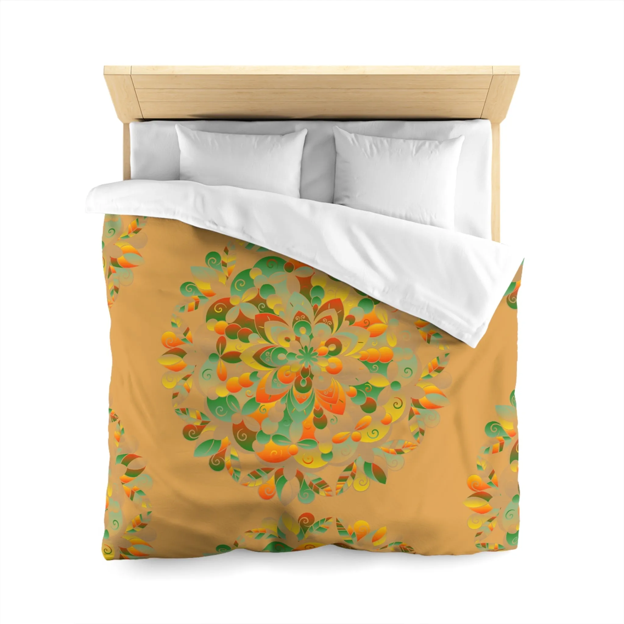 Handmade Mandala Design Microfiber Duvet Cover - Mandala Art on Dune