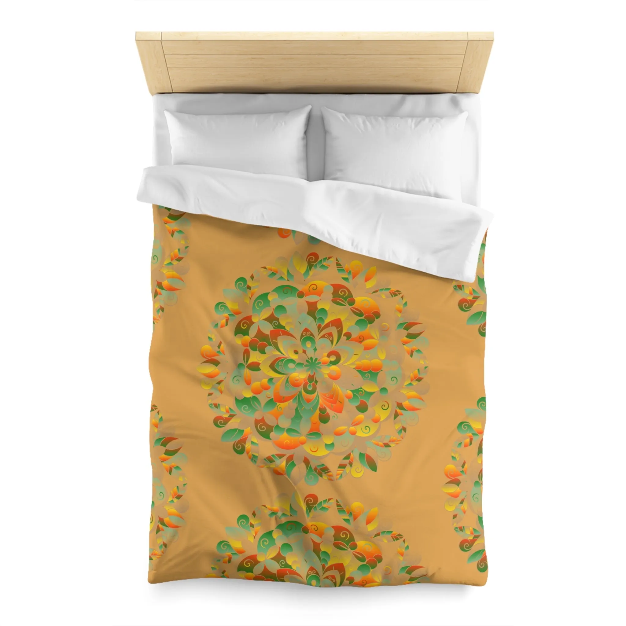 Handmade Mandala Design Microfiber Duvet Cover - Mandala Art on Dune
