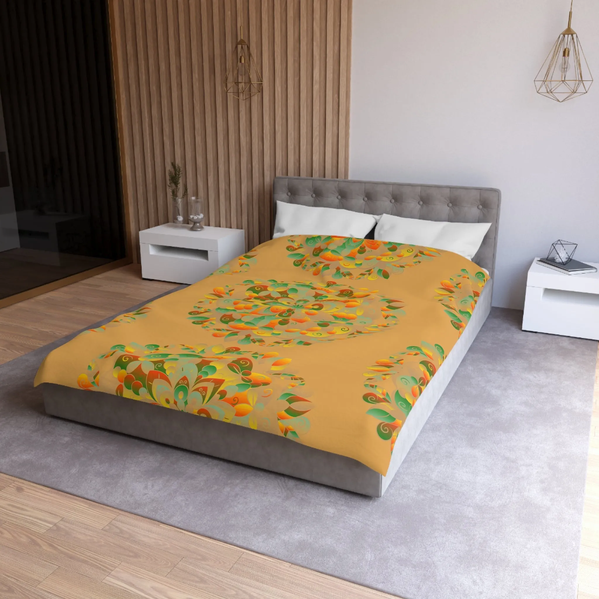 Handmade Mandala Design Microfiber Duvet Cover - Mandala Art on Dune