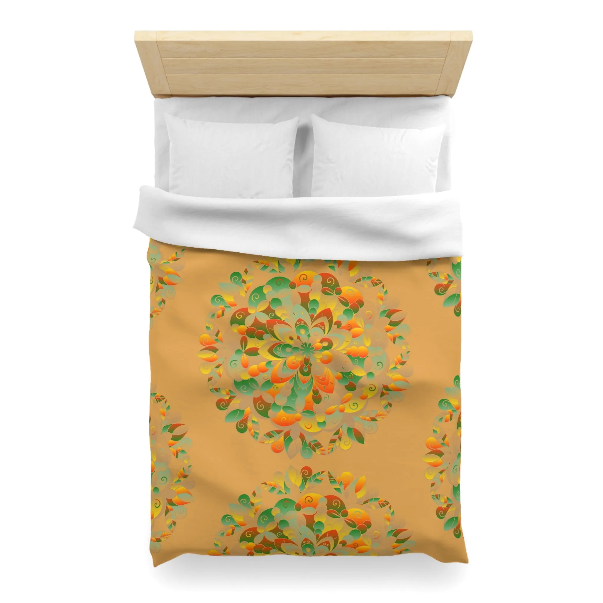 Handmade Mandala Design Microfiber Duvet Cover - Mandala Art on Dune