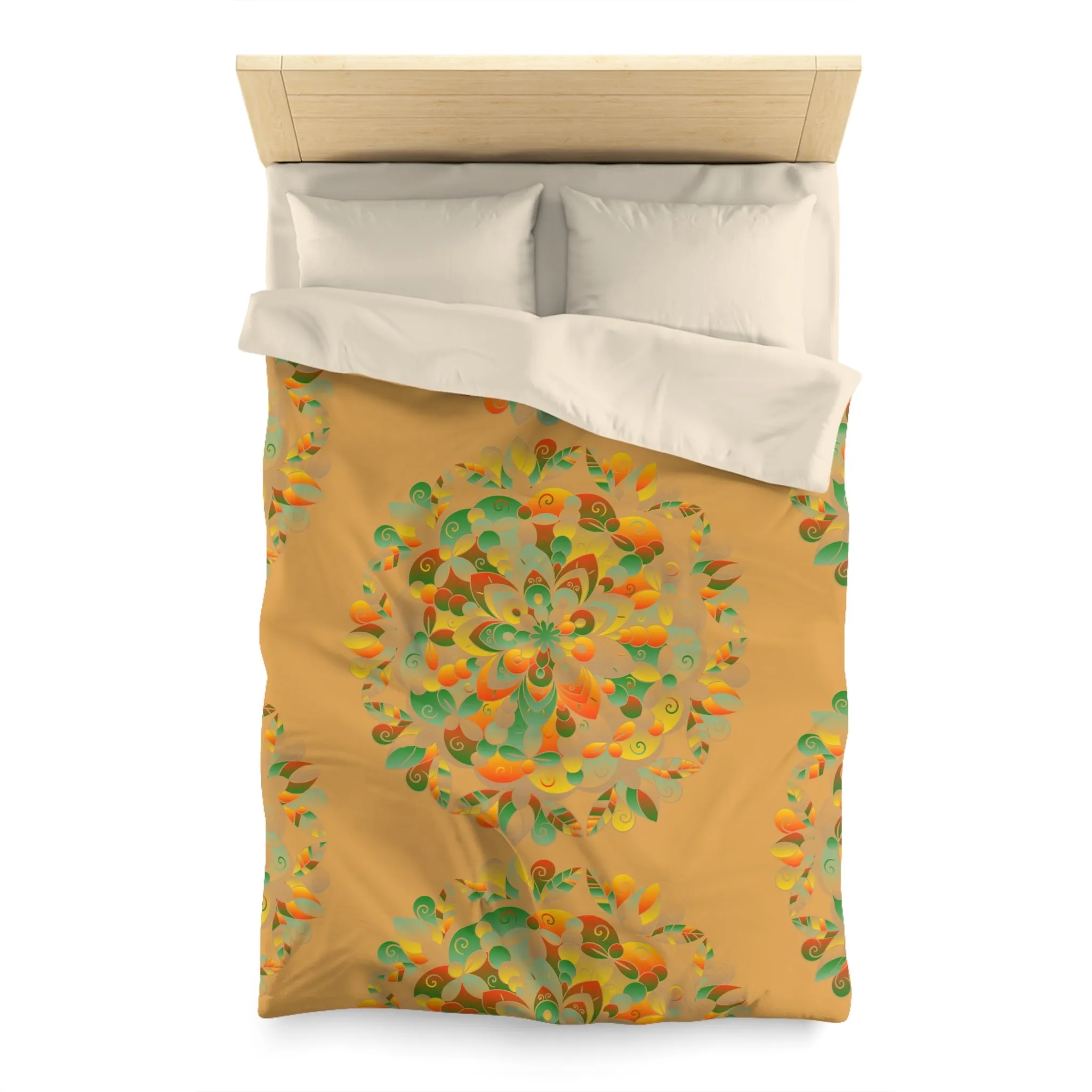 Handmade Mandala Design Microfiber Duvet Cover - Mandala Art on Dune
