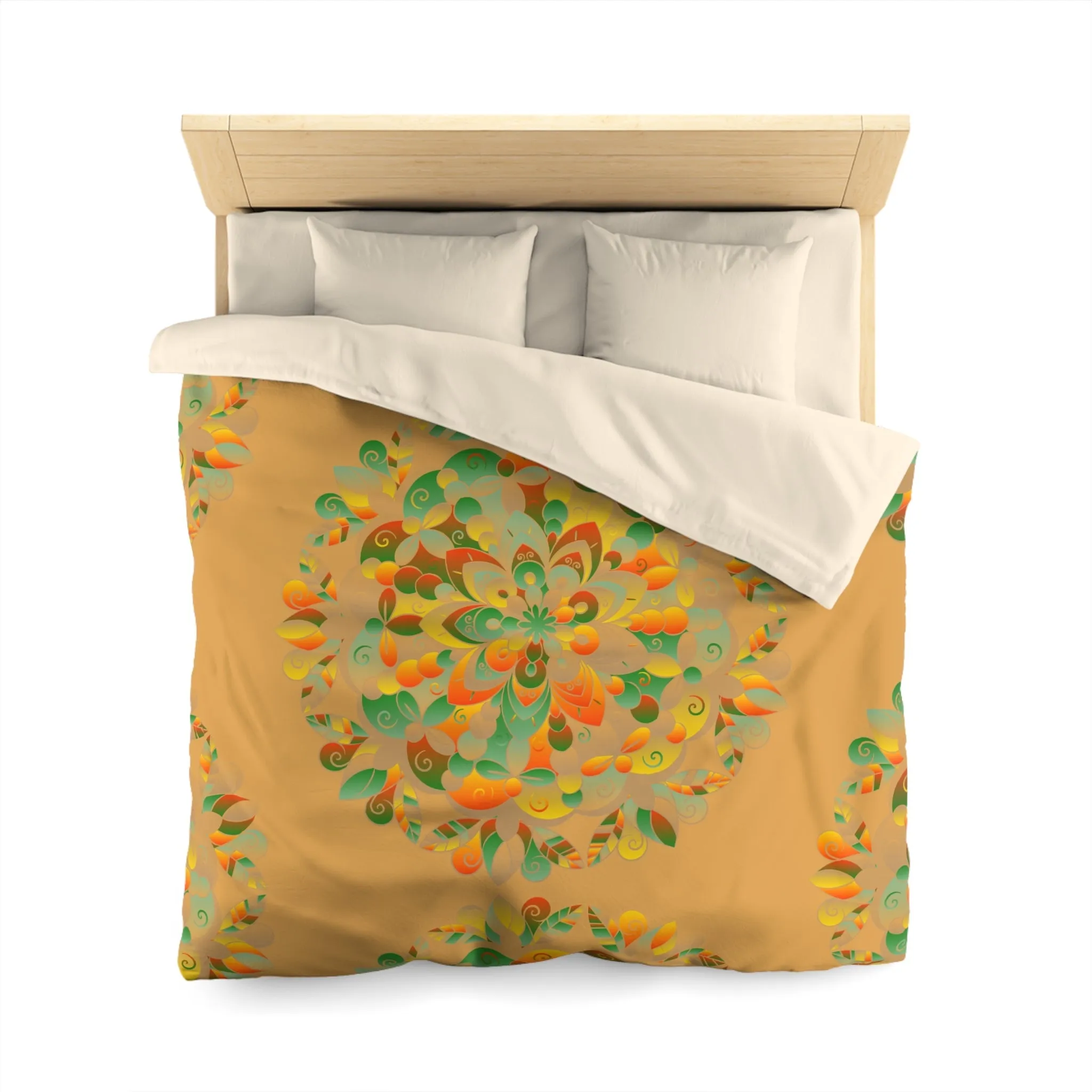 Handmade Mandala Design Microfiber Duvet Cover - Mandala Art on Dune