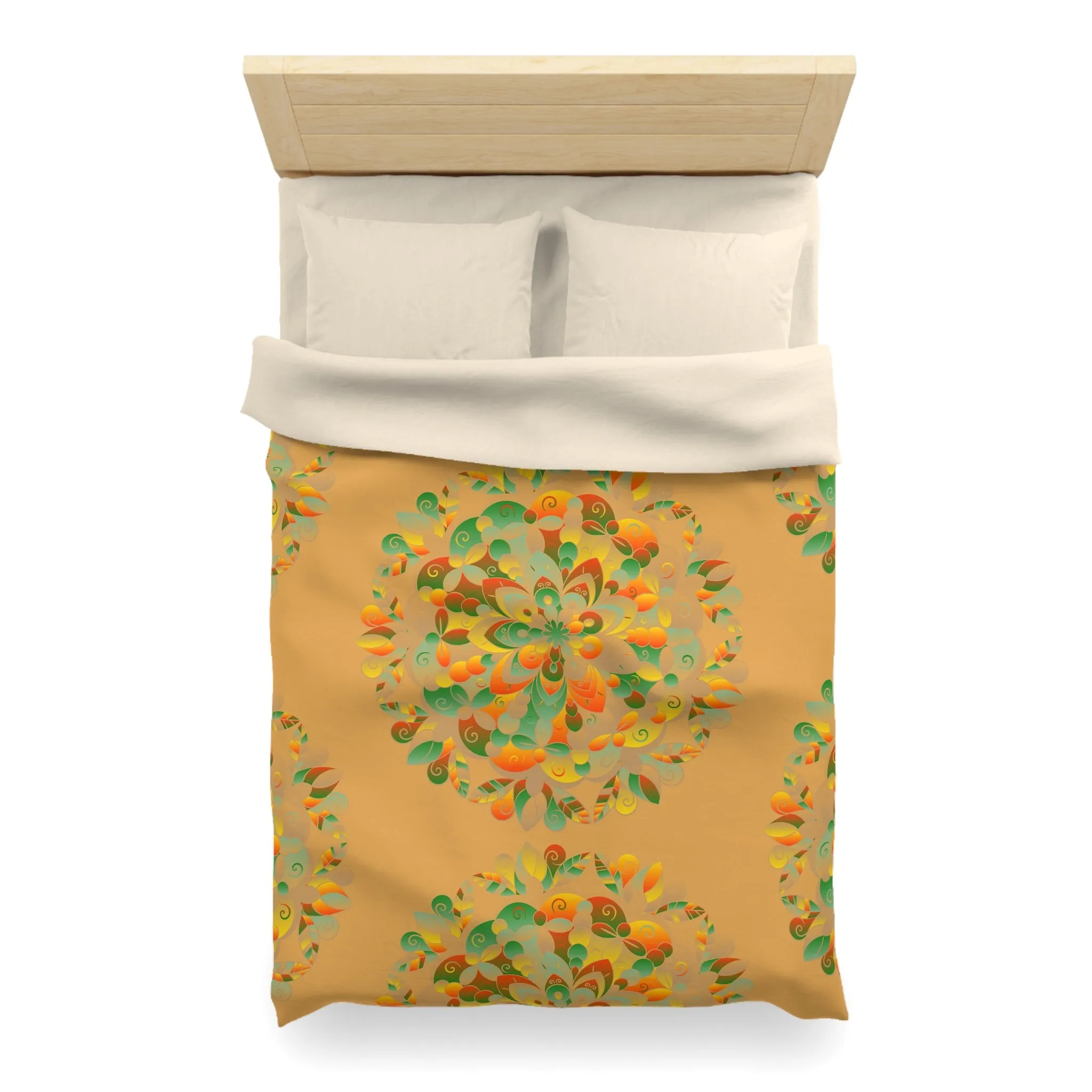 Handmade Mandala Design Microfiber Duvet Cover - Mandala Art on Dune